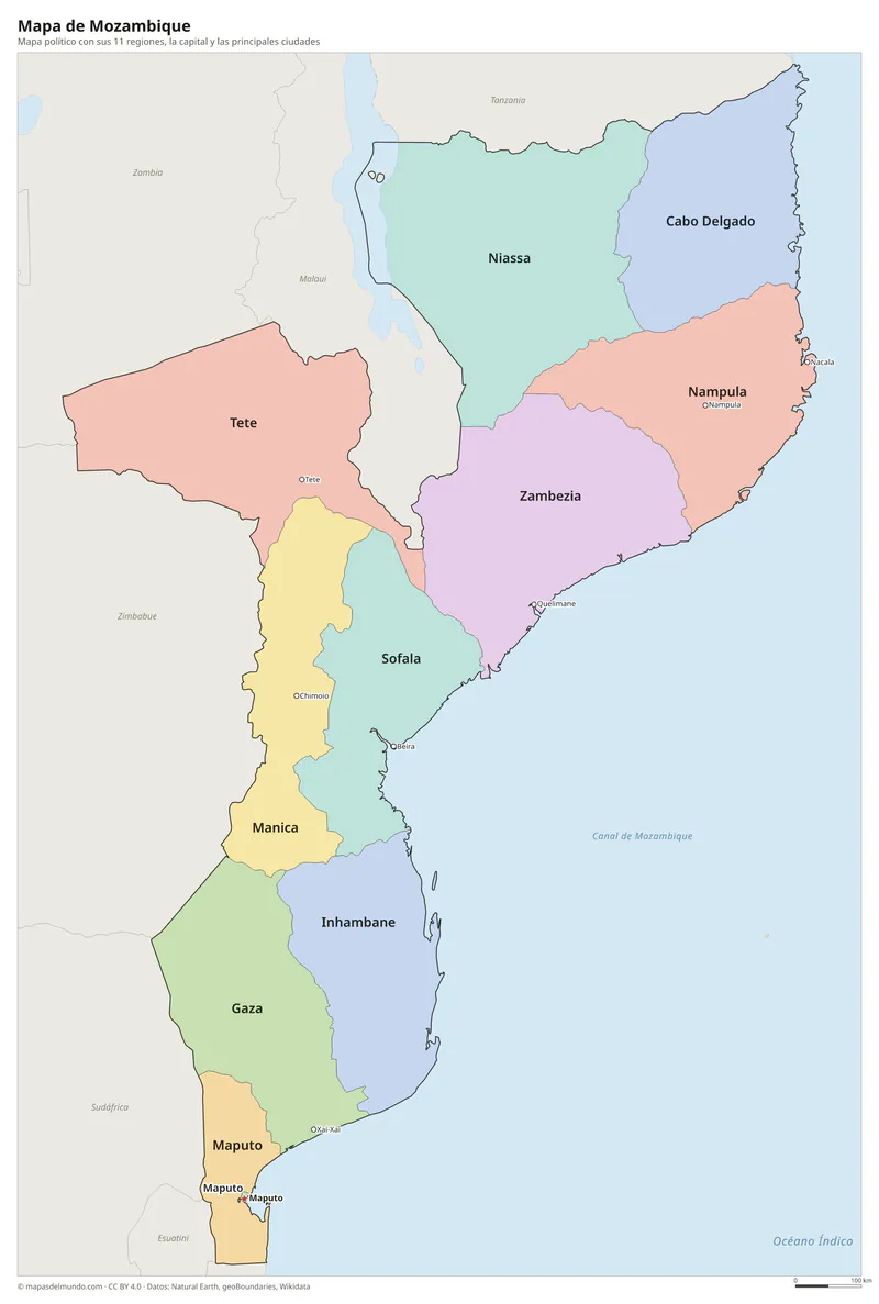 Mapa de Mozambique