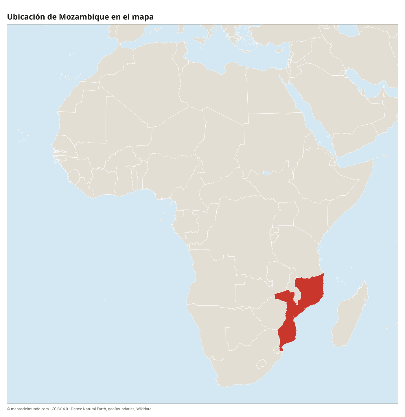 Ubicación de Mozambique en el mapa
