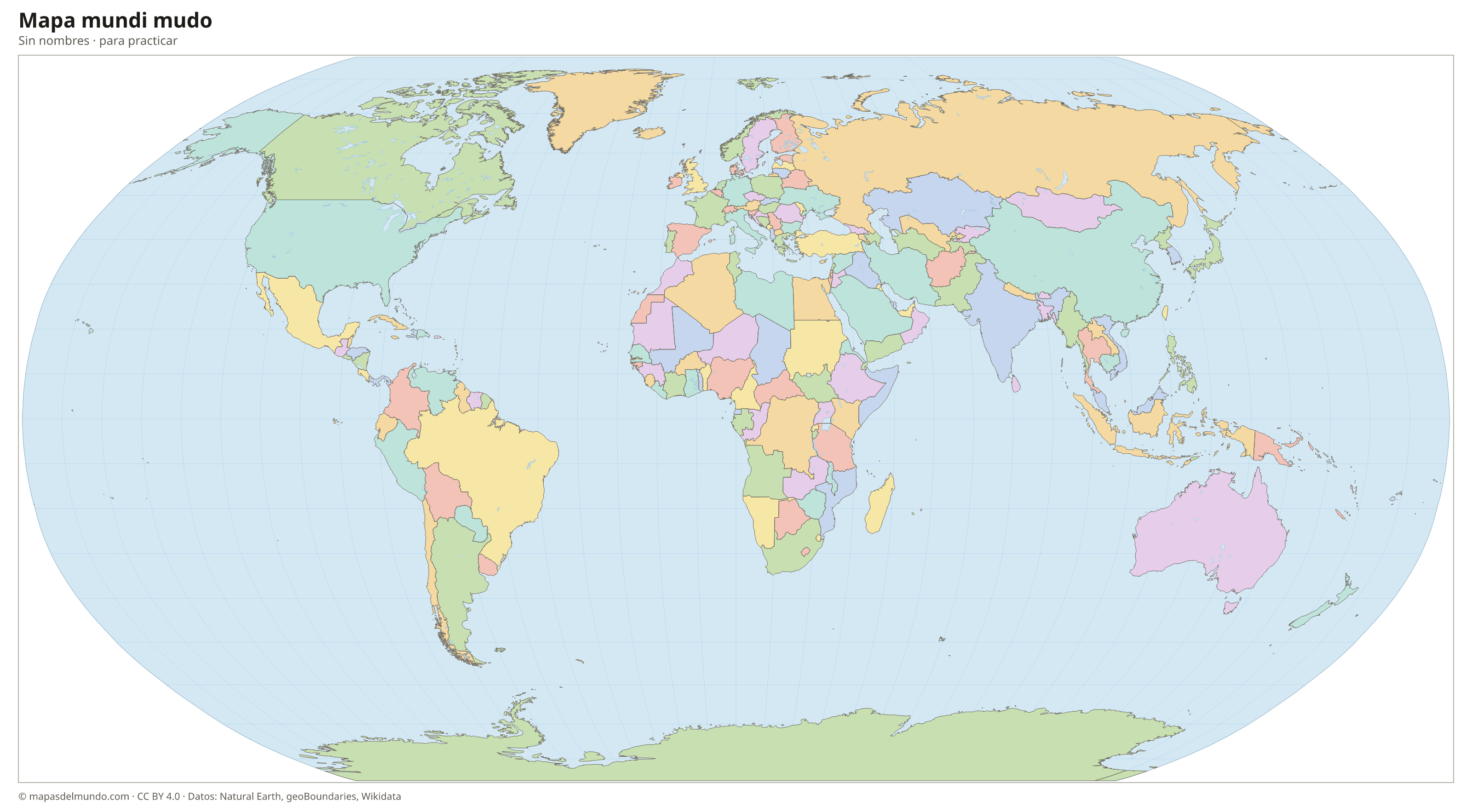 Mapa mundi mudo sin nombres