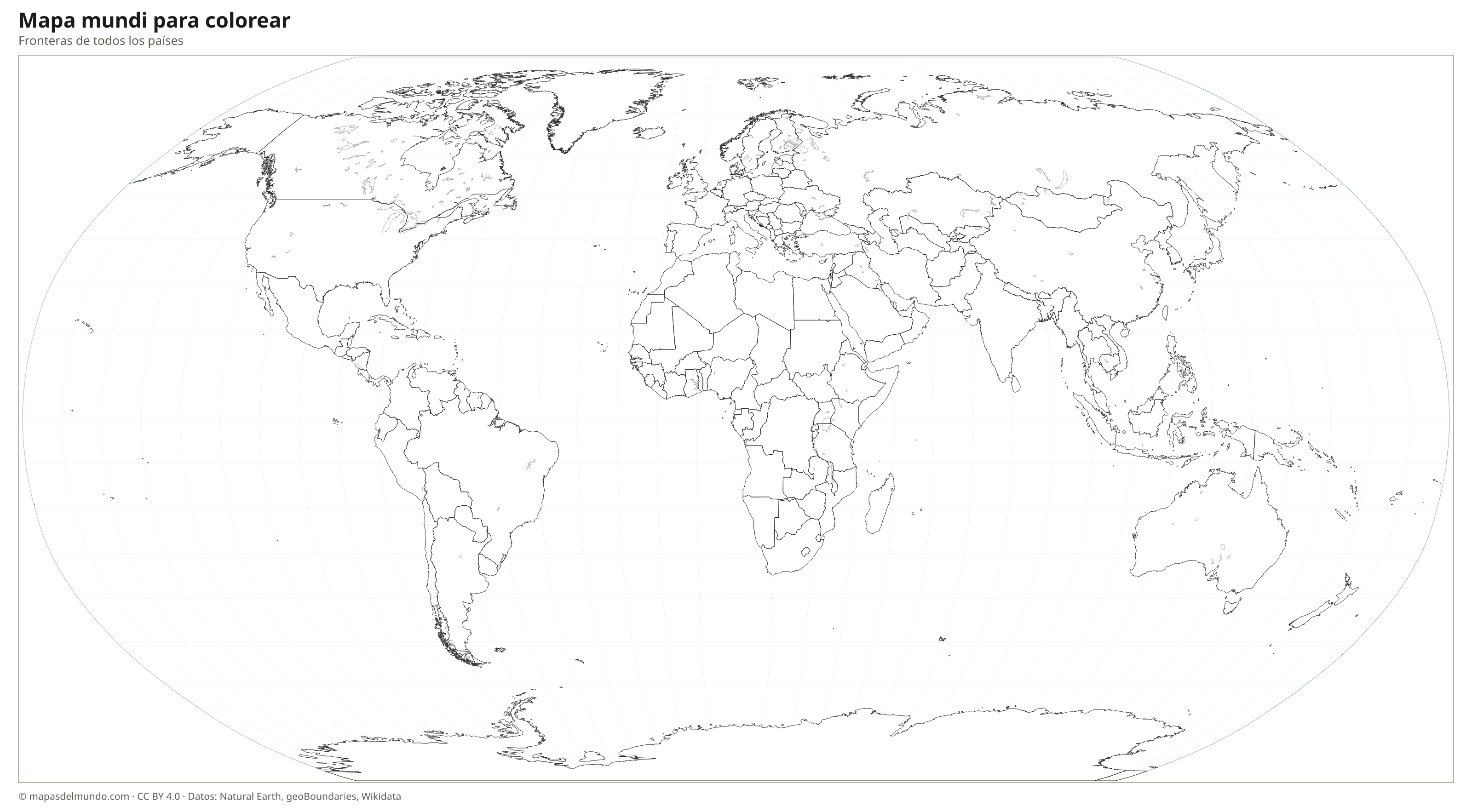 Mapa del mundo para colorear
