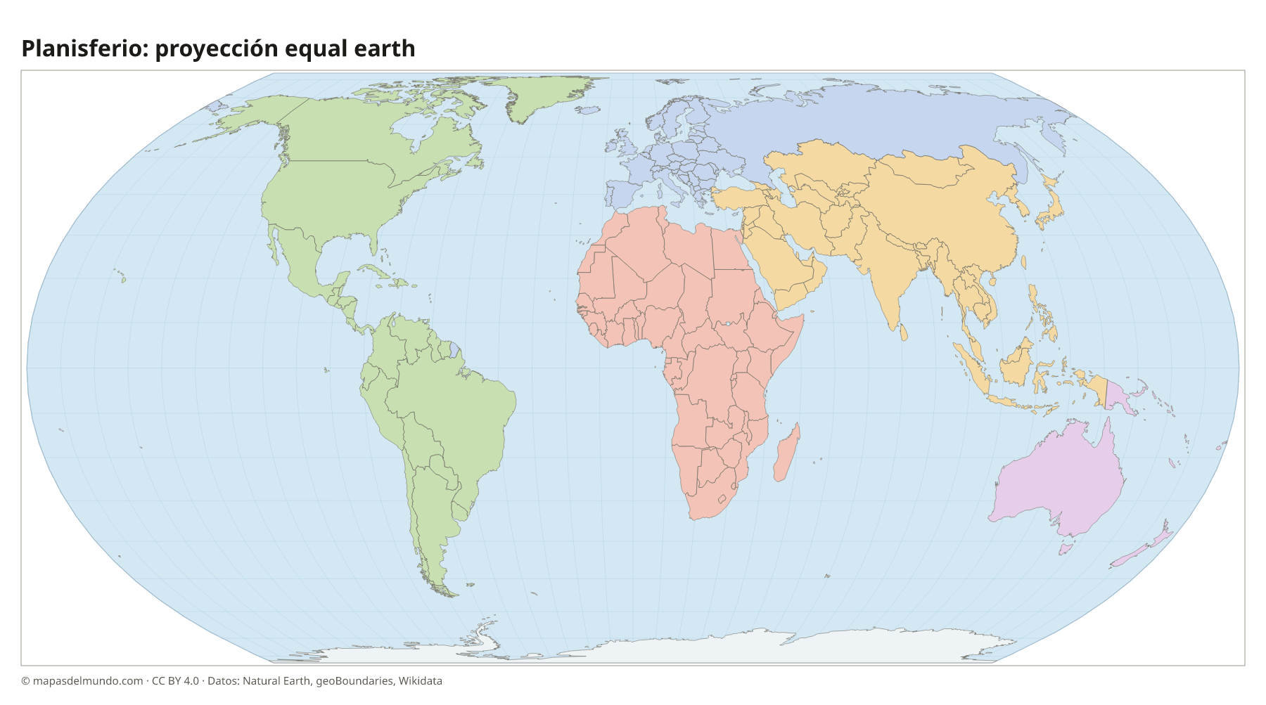 Planisferio en proyección equal earth
