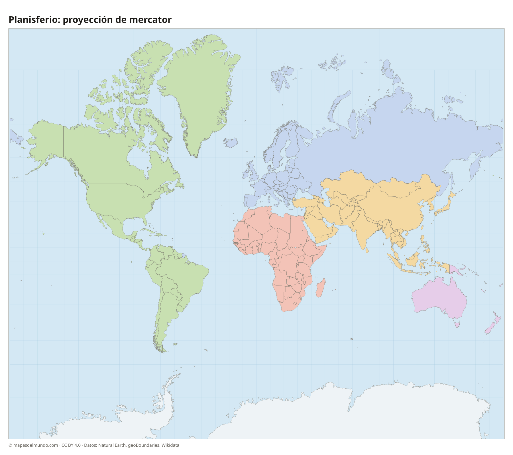 Planisferio en proyección de mercator
