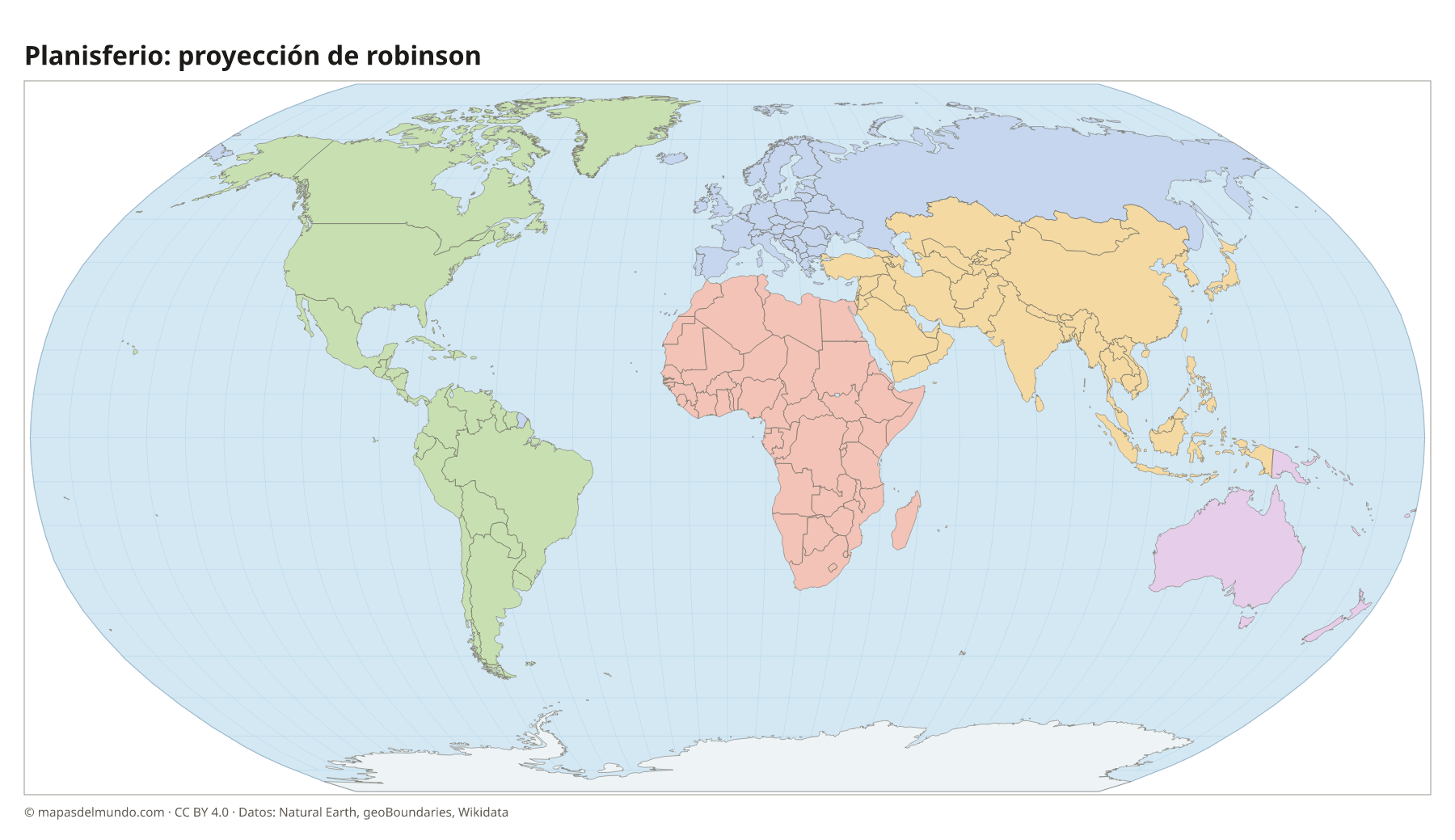 Planisferio en proyección de robinson