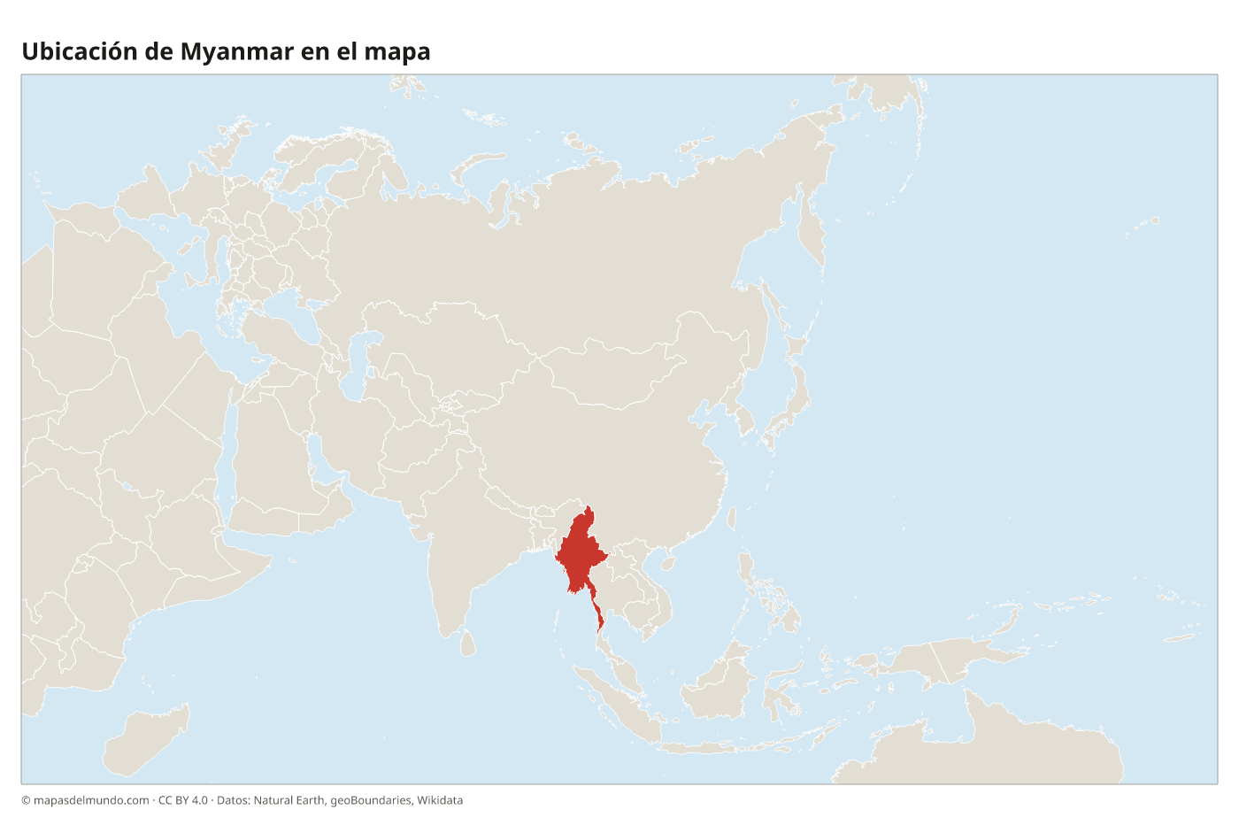 Ubicación de Myanmar en el mapa
