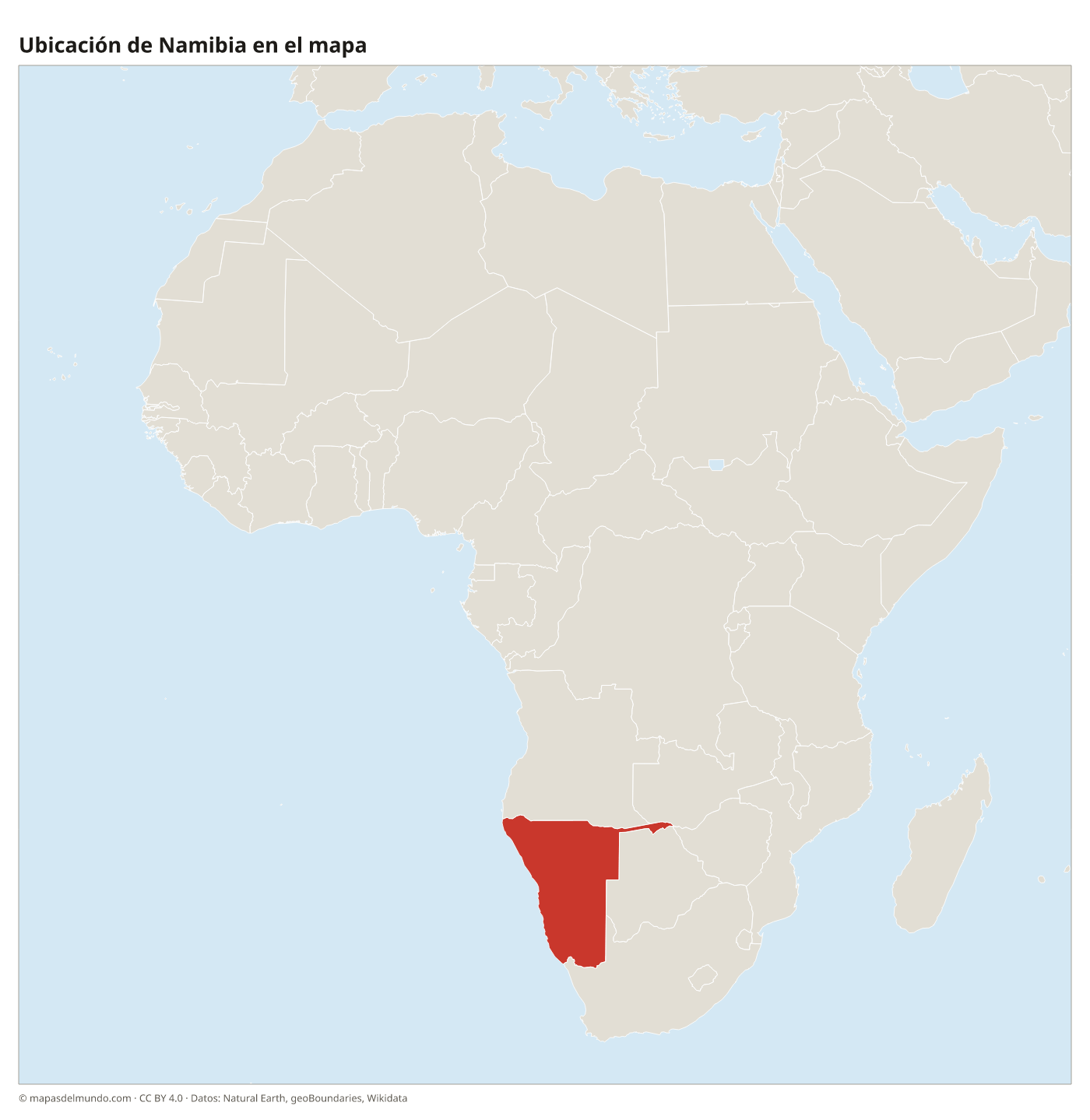 Ubicación de Namibia en el mapa