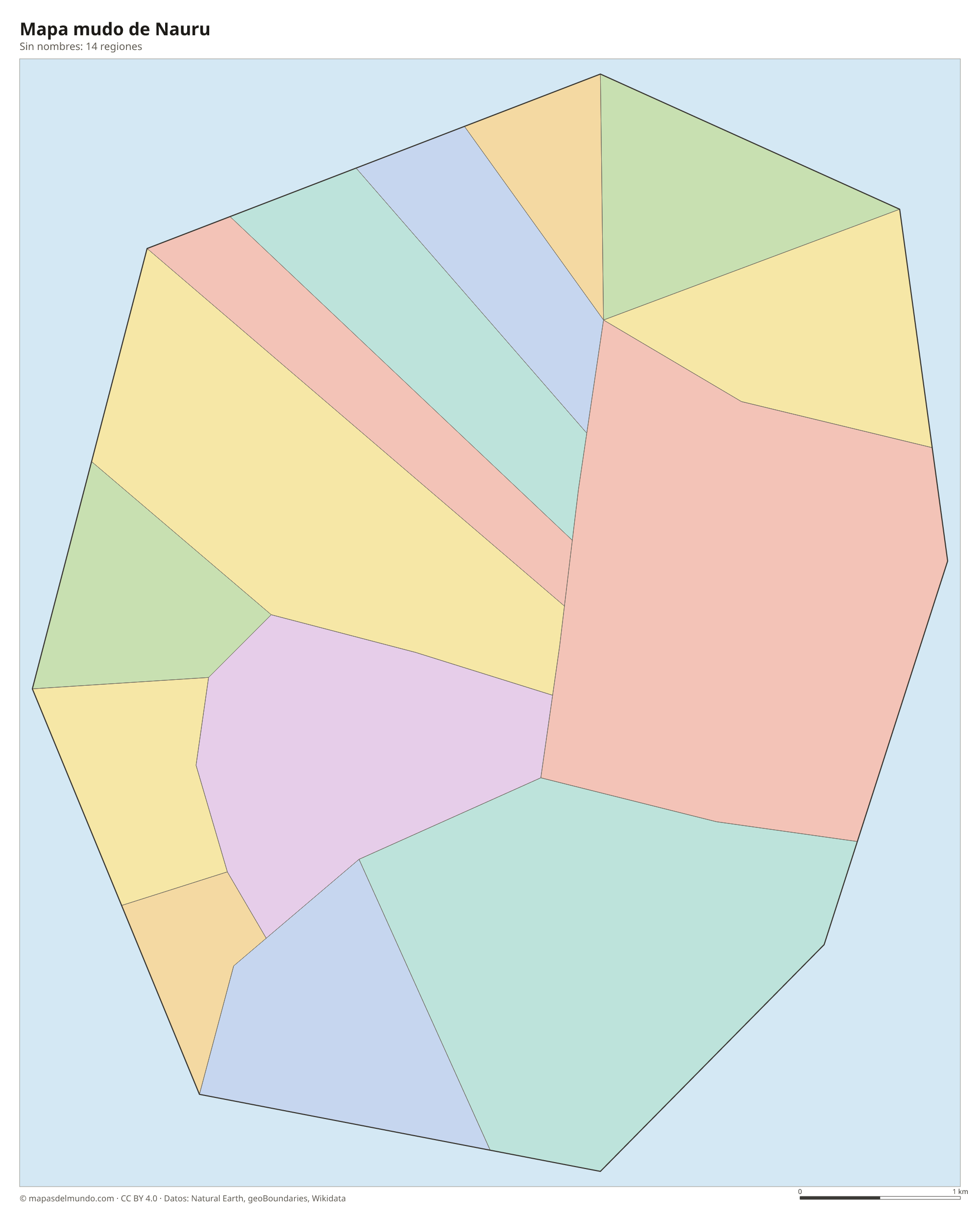 Mapa mudo de Nauru sin nombres