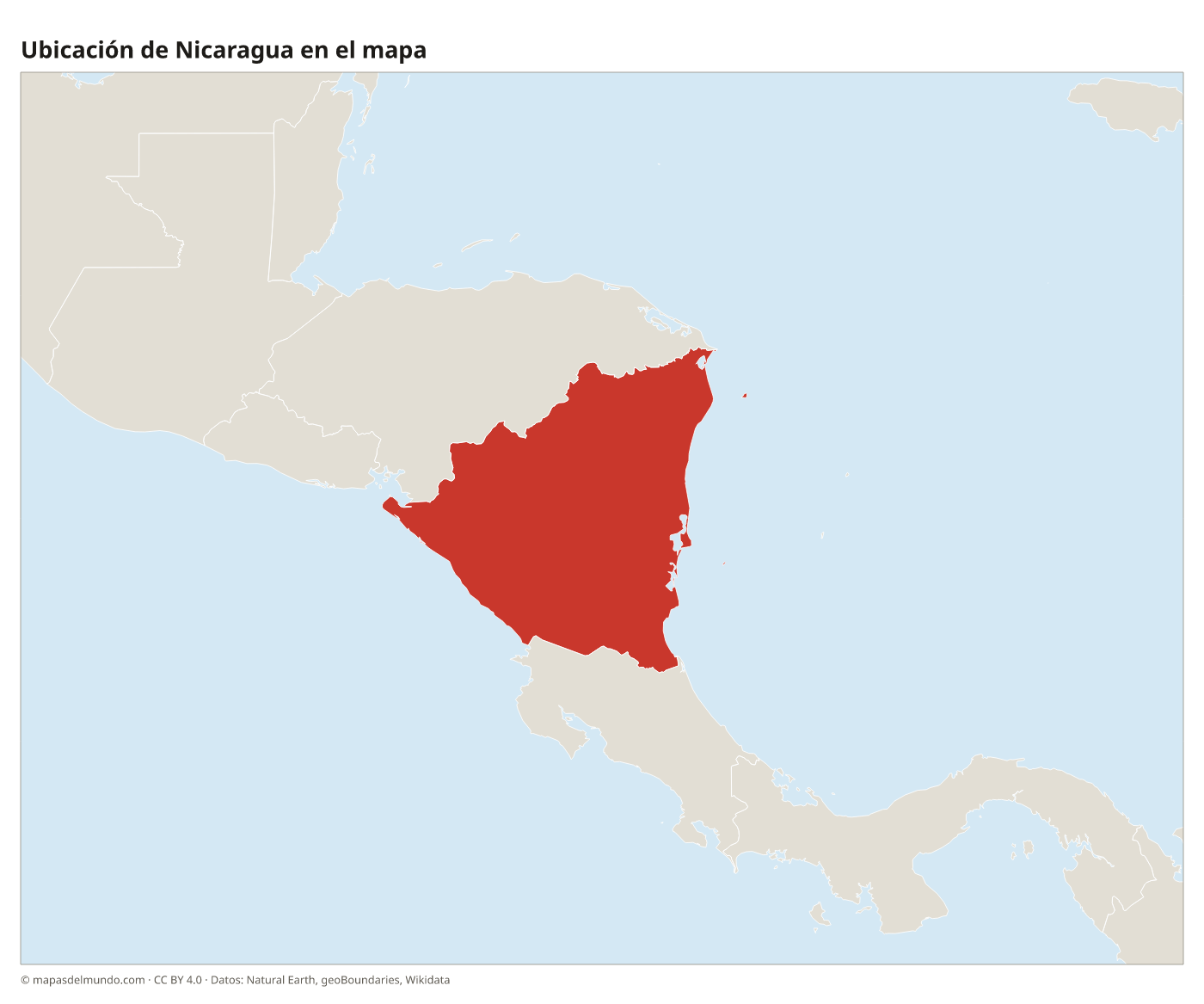 Ubicación de Nicaragua en el mapa