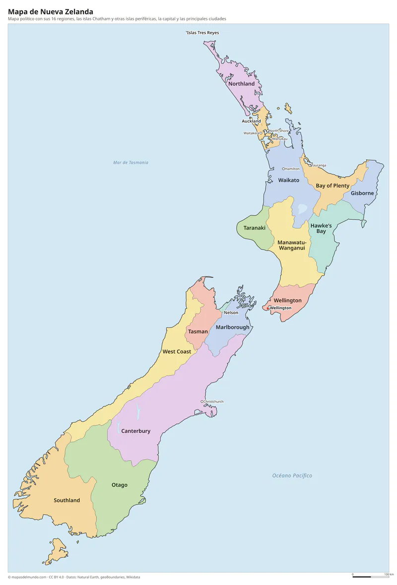 Mapa de Nueva Zelanda