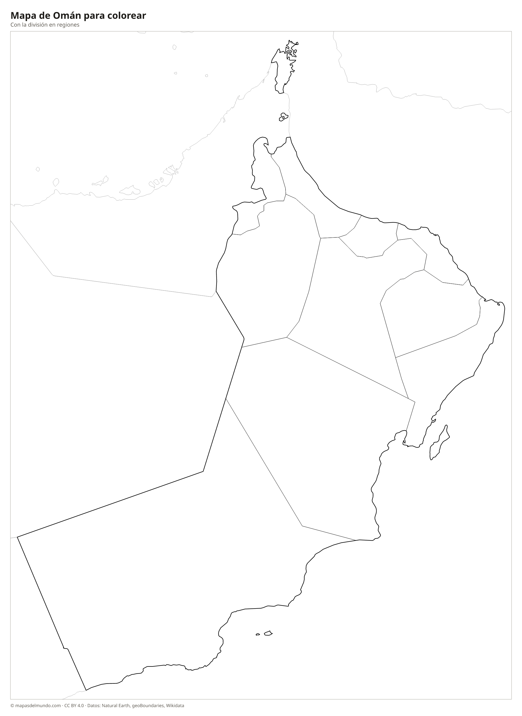 Mapa de Omán para colorear