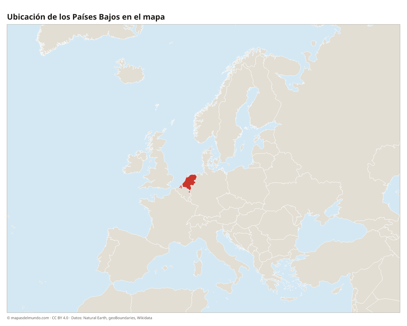 Ubicación de los Países Bajos en el mapa