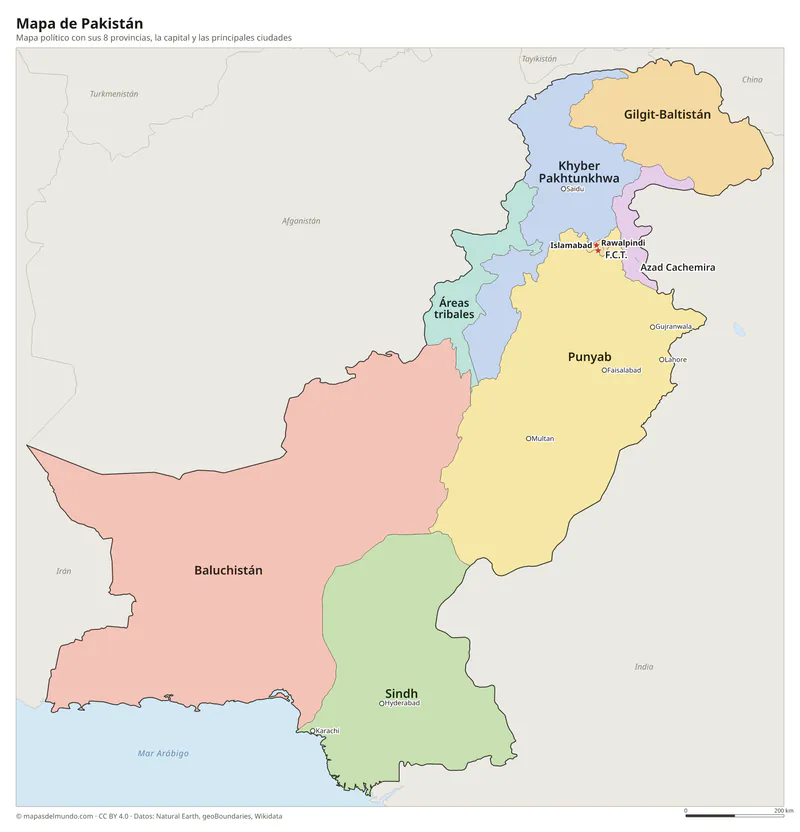 Mapa de Pakistán