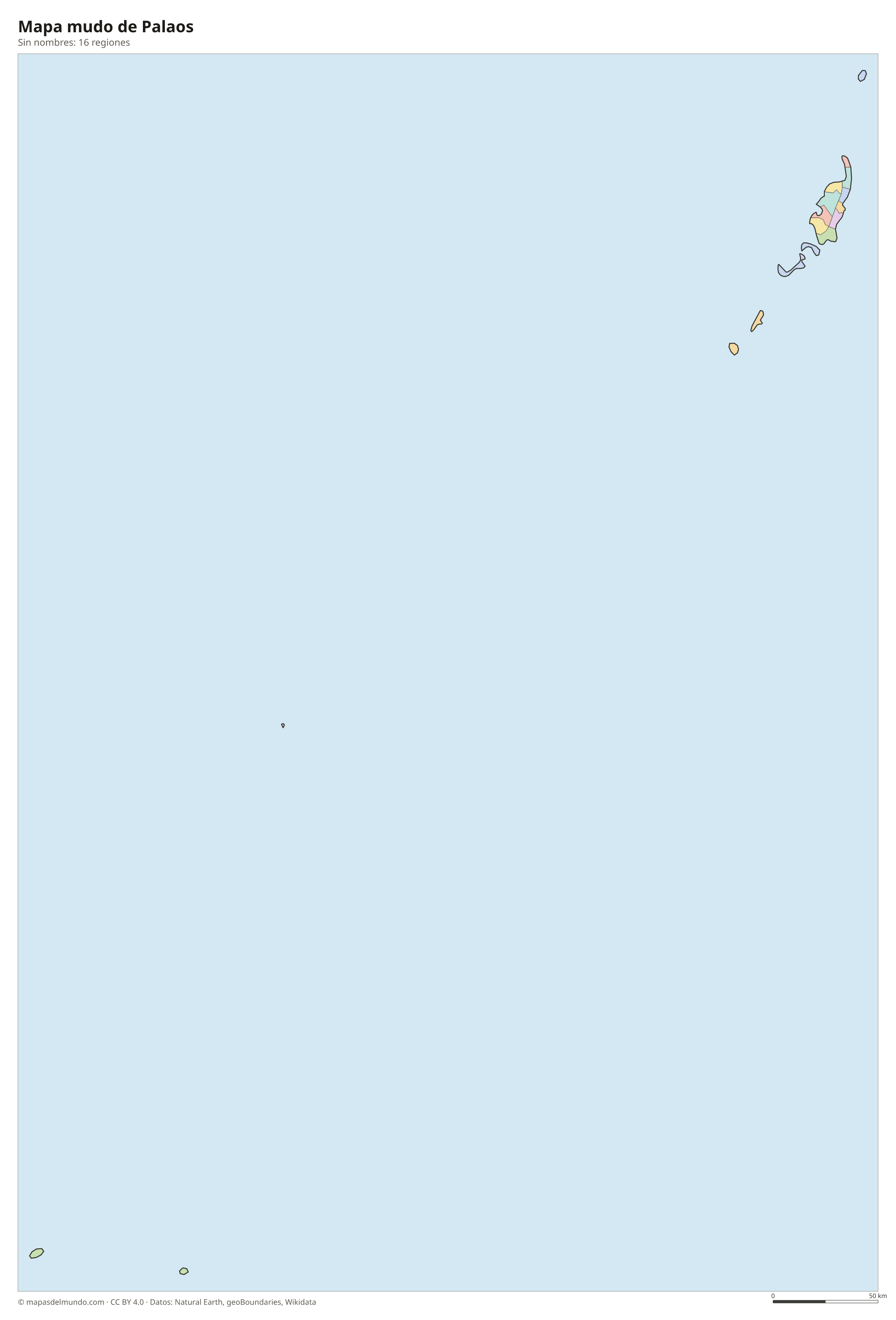 Mapa mudo de Palaos sin nombres