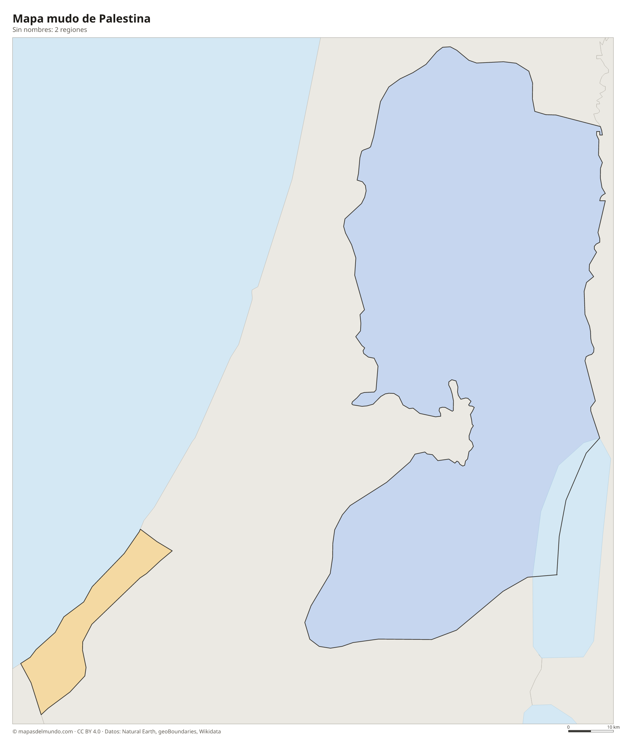 Mapa mudo de Palestina sin nombres