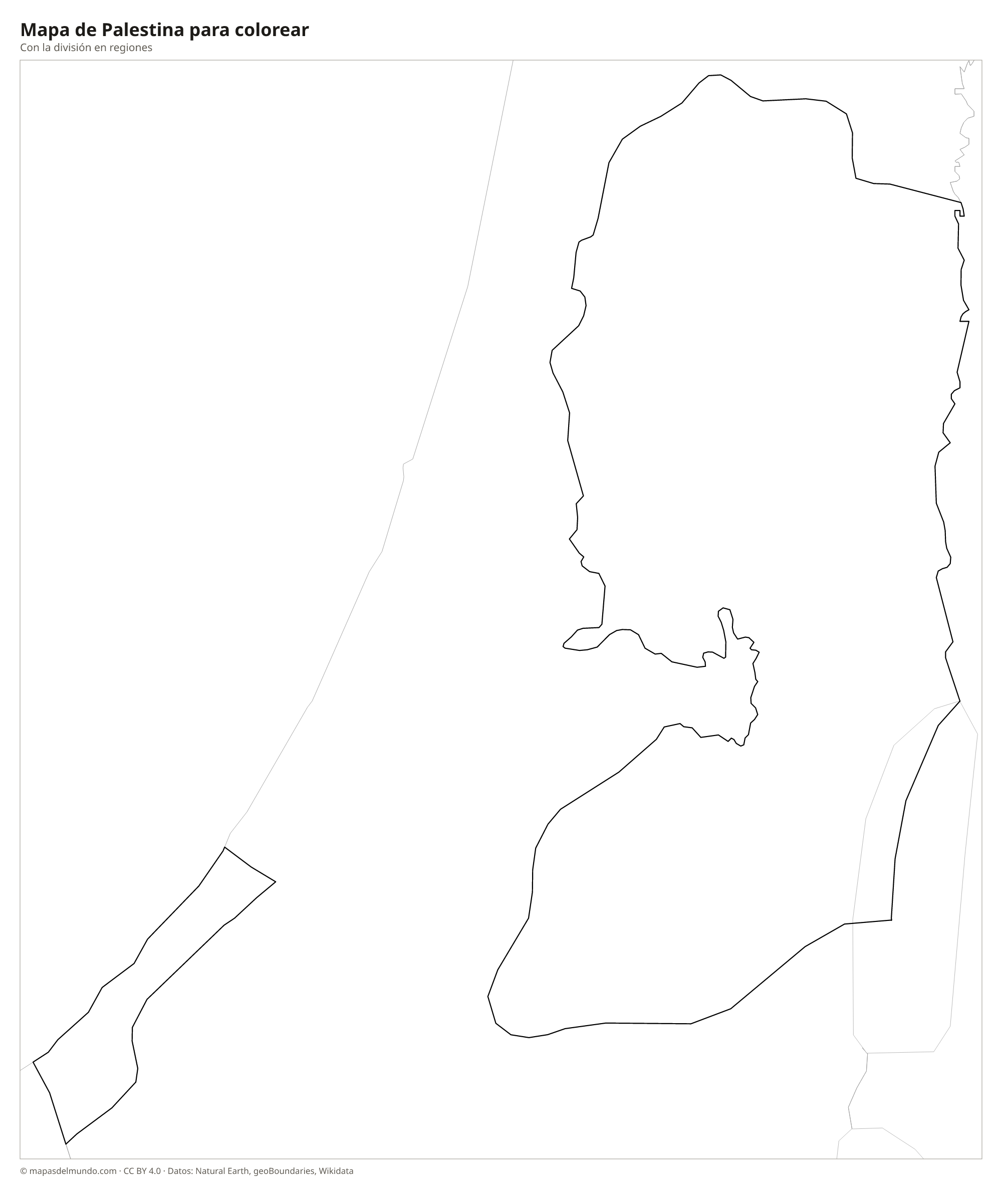 Mapa de Palestina para colorear