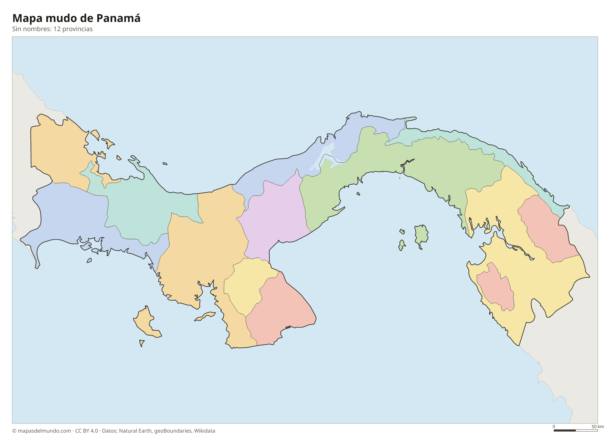 Mapa mudo de Panamá sin nombres