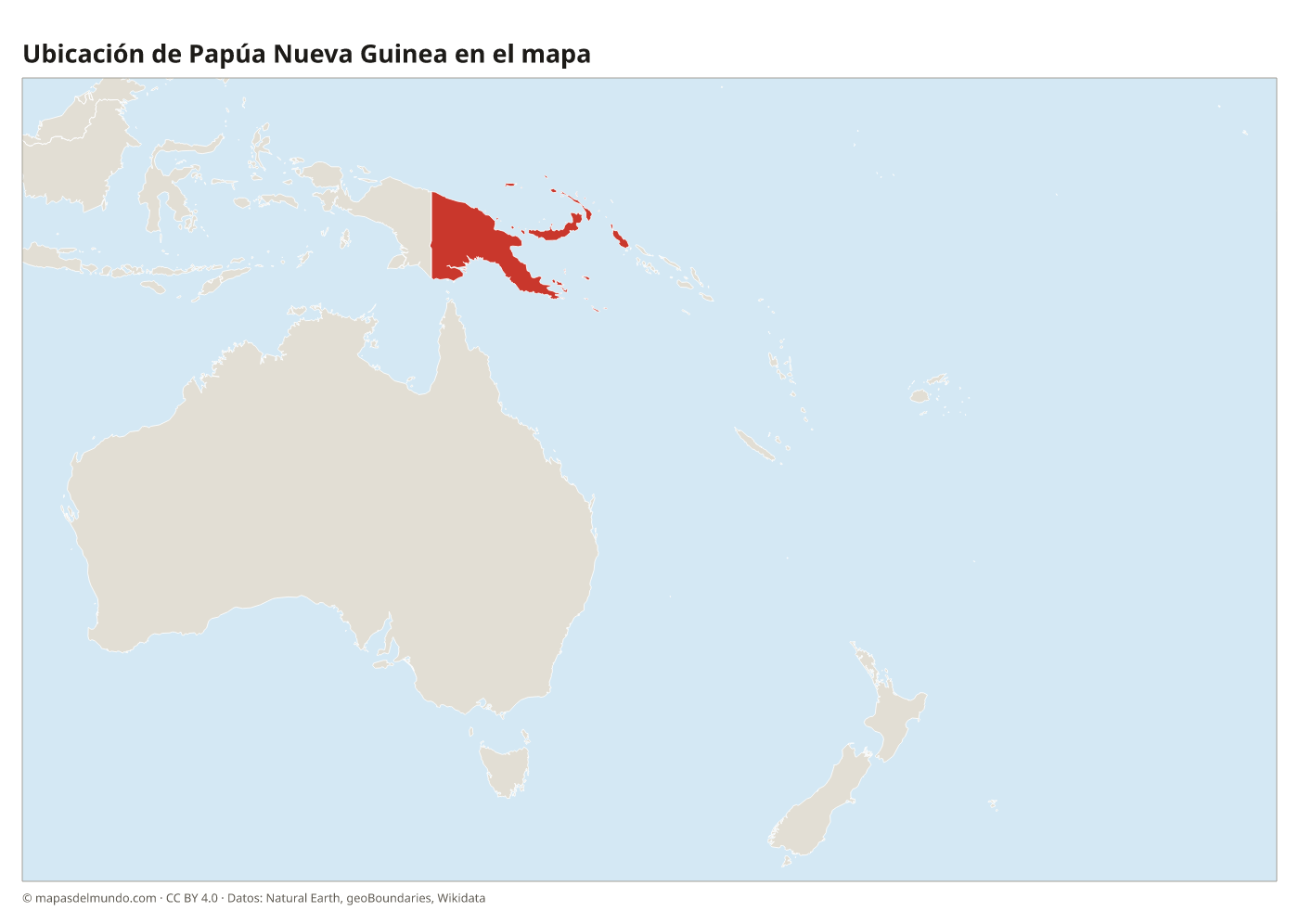Ubicación de Papúa Nueva Guinea en el mapa