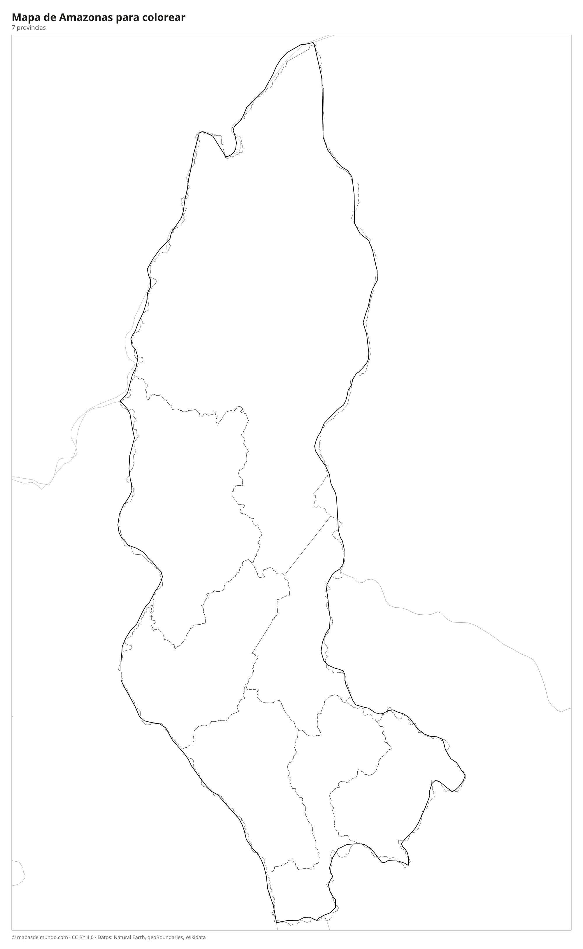 Mapa de Amazonas para colorear