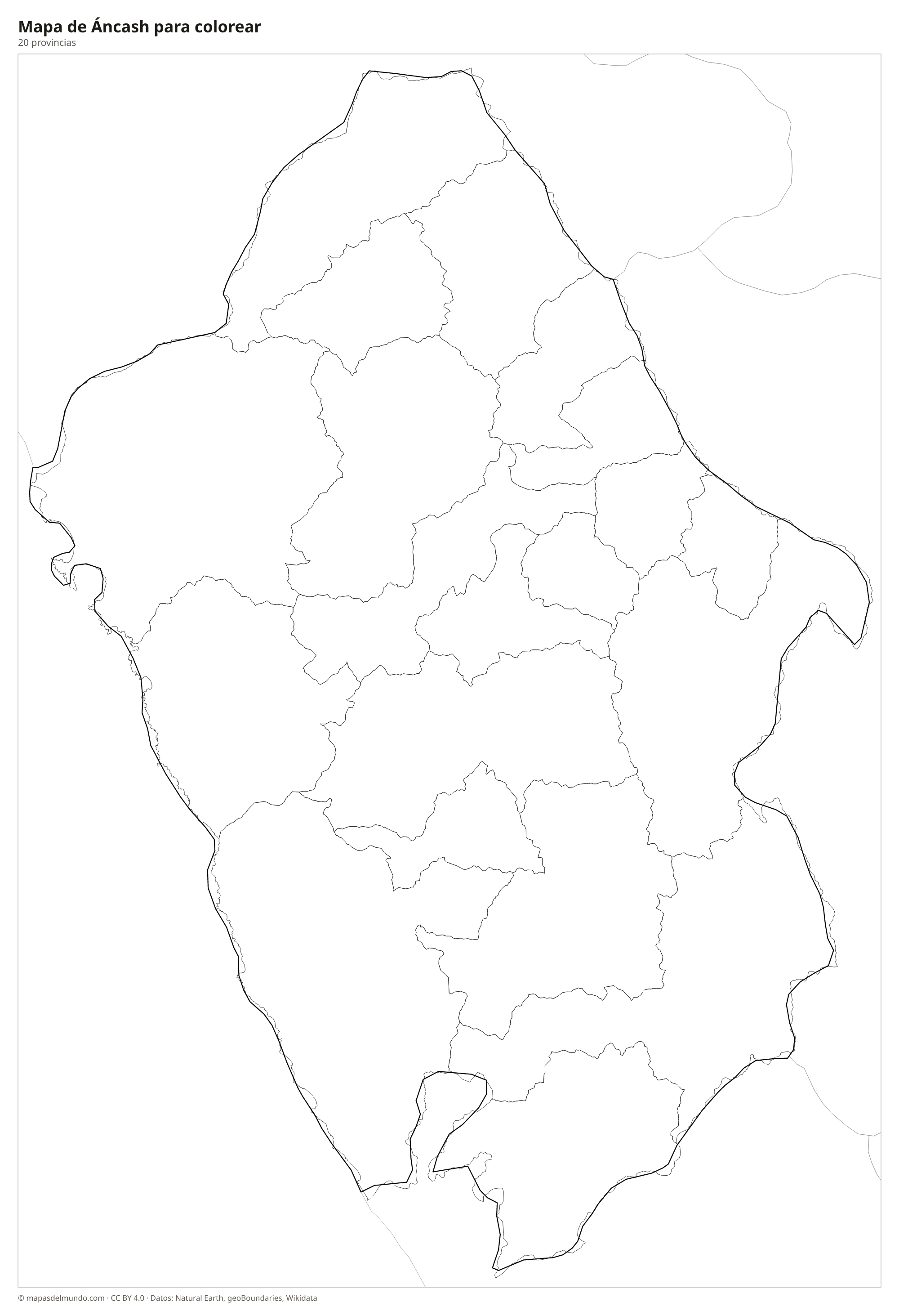 Mapa de Áncash para colorear
