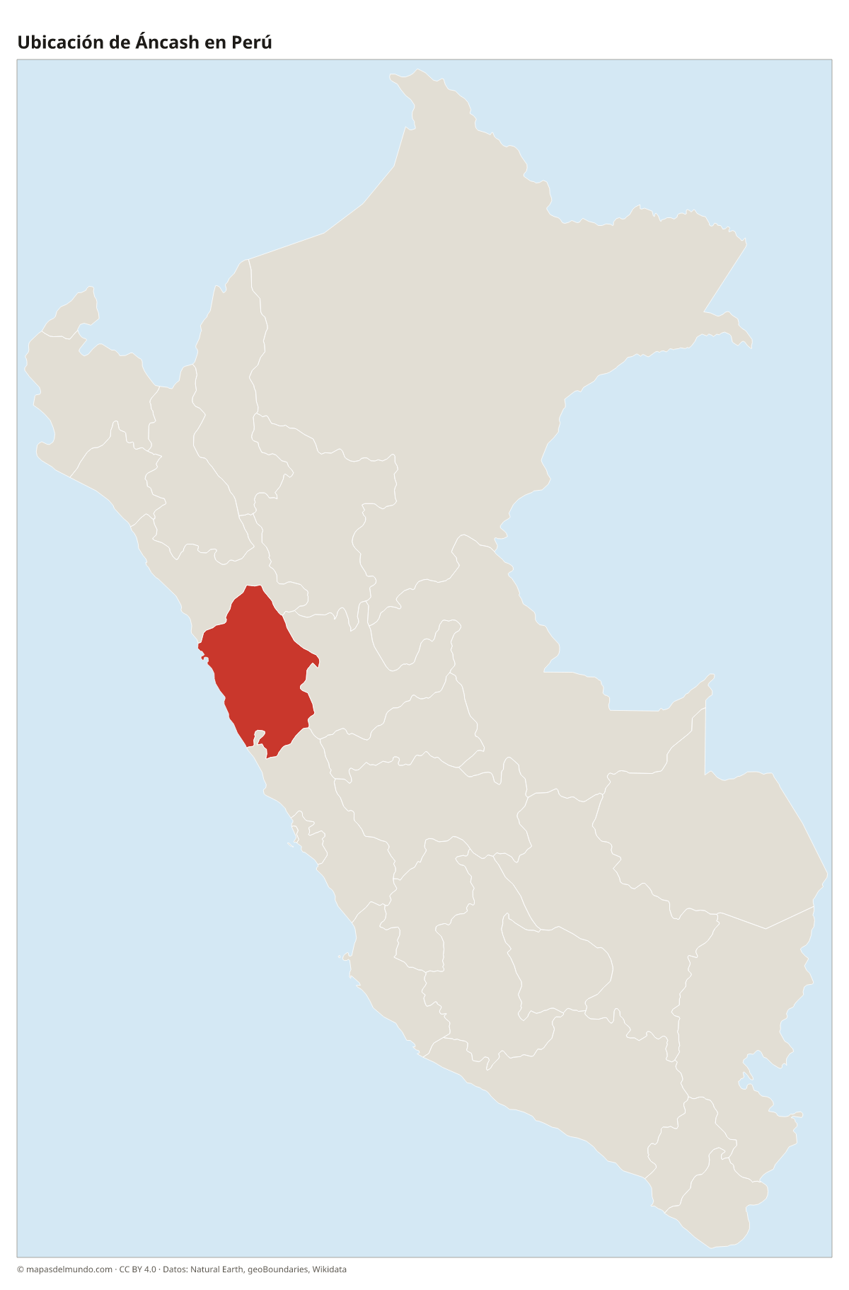 Ubicación de Áncash en el mapa del Perú