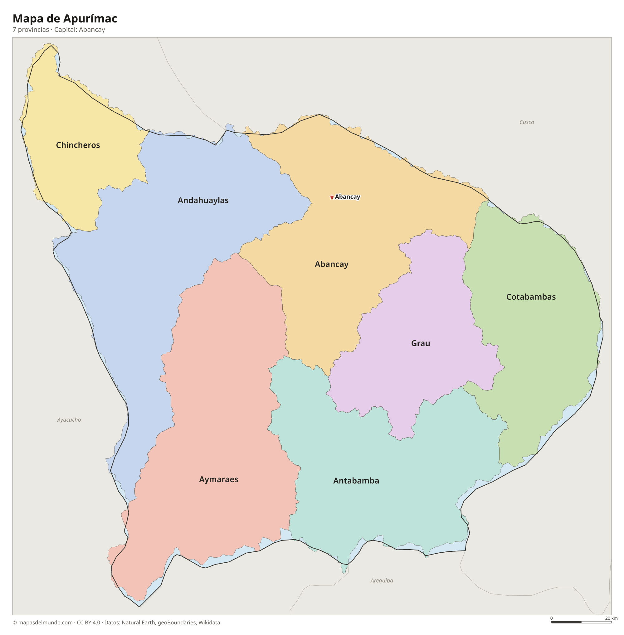Mapa de Apurímac con sus 7 provincias