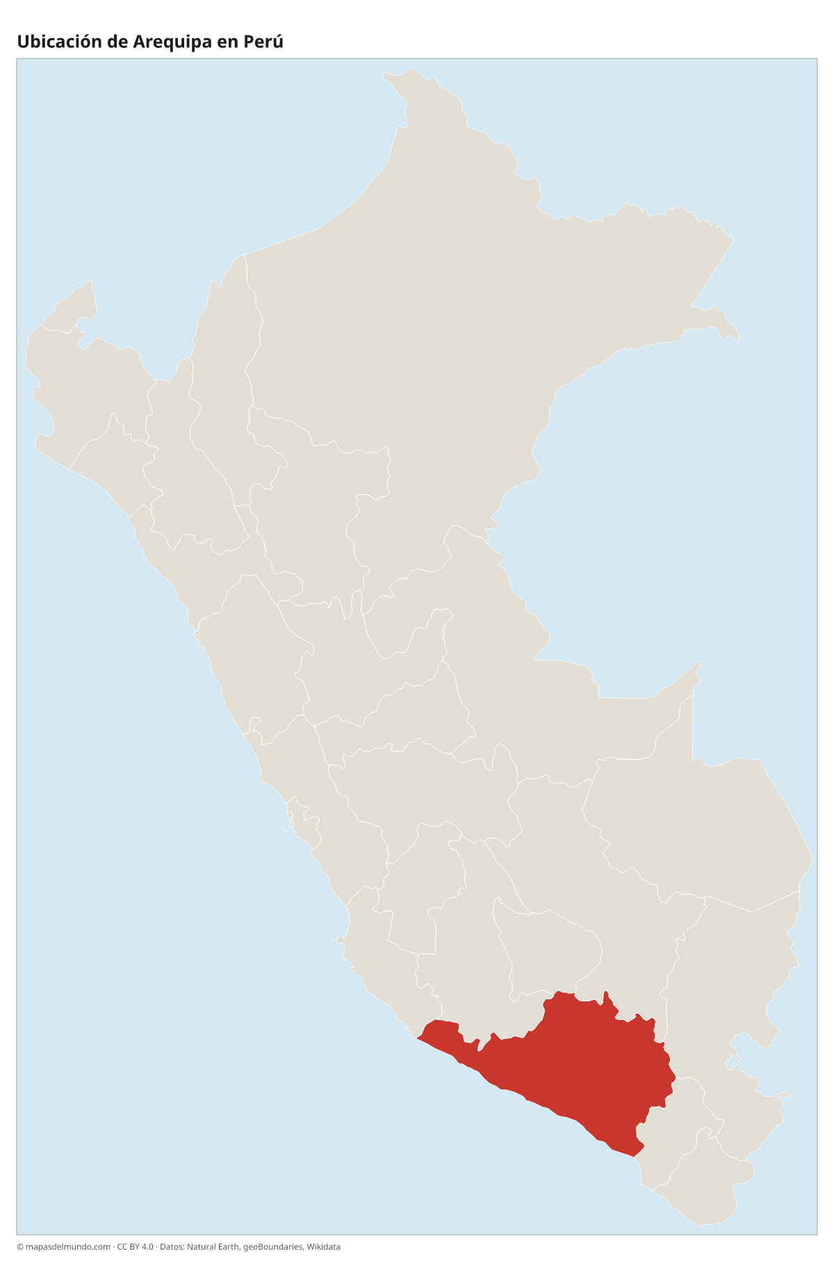 Ubicación de Arequipa en el mapa del Perú
