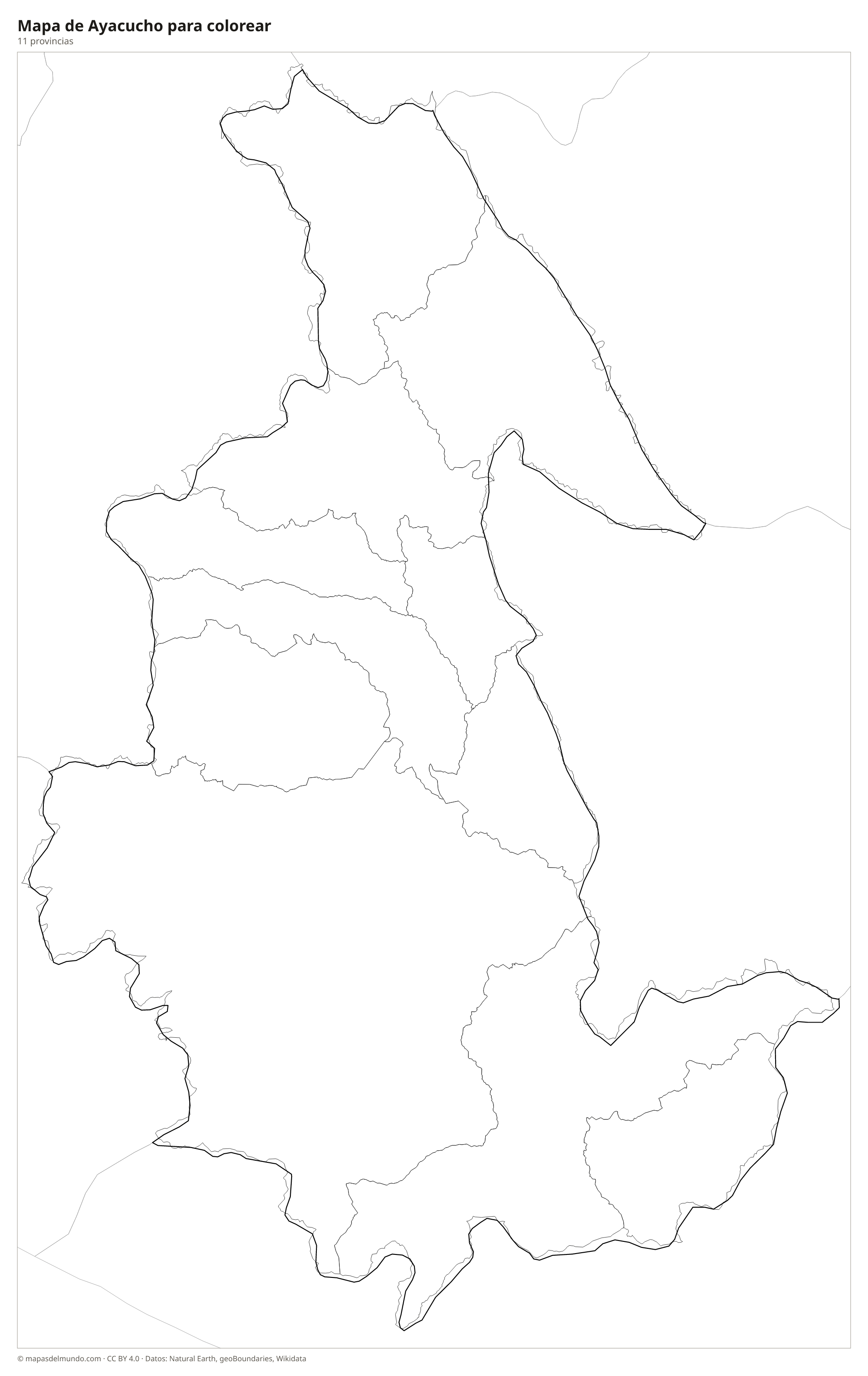 Mapa de Ayacucho para colorear