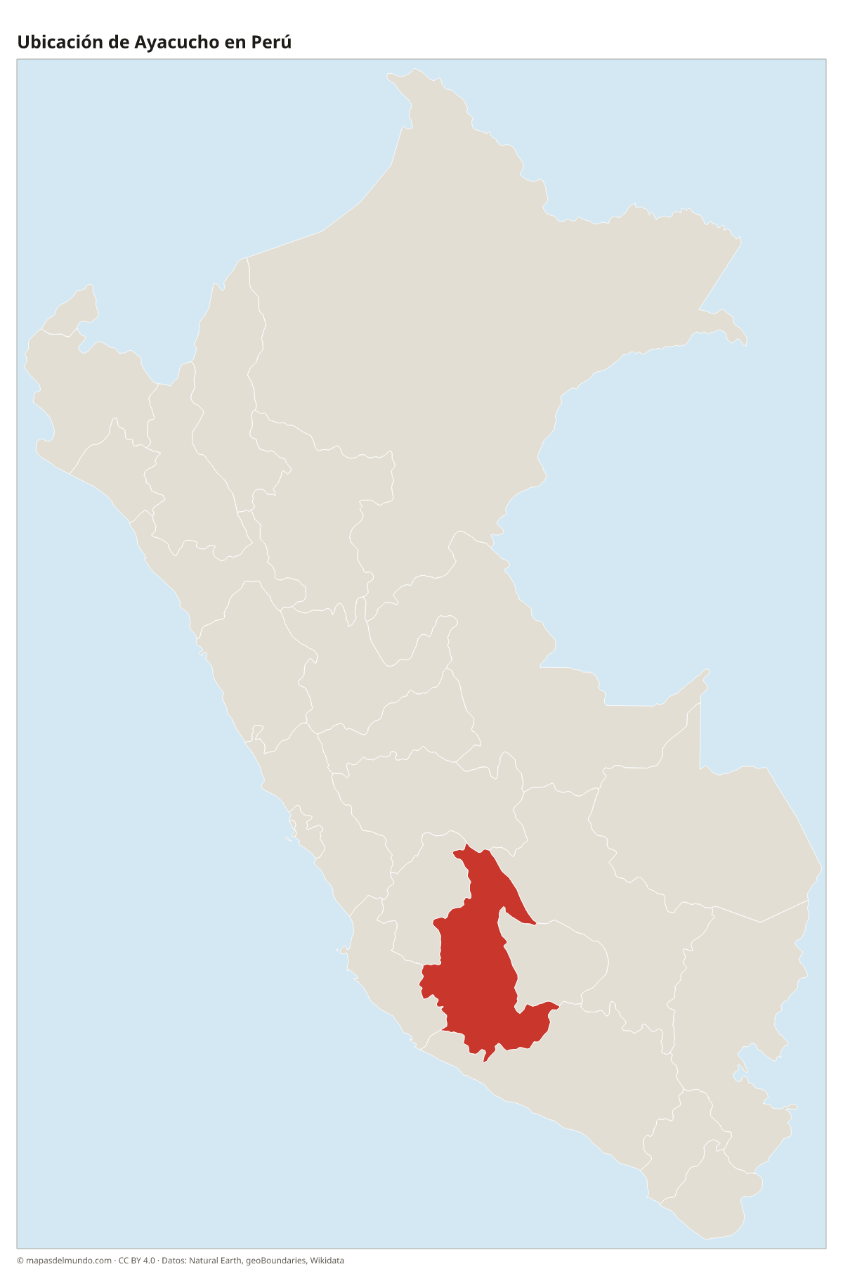 Ubicación de Ayacucho en el mapa del Perú