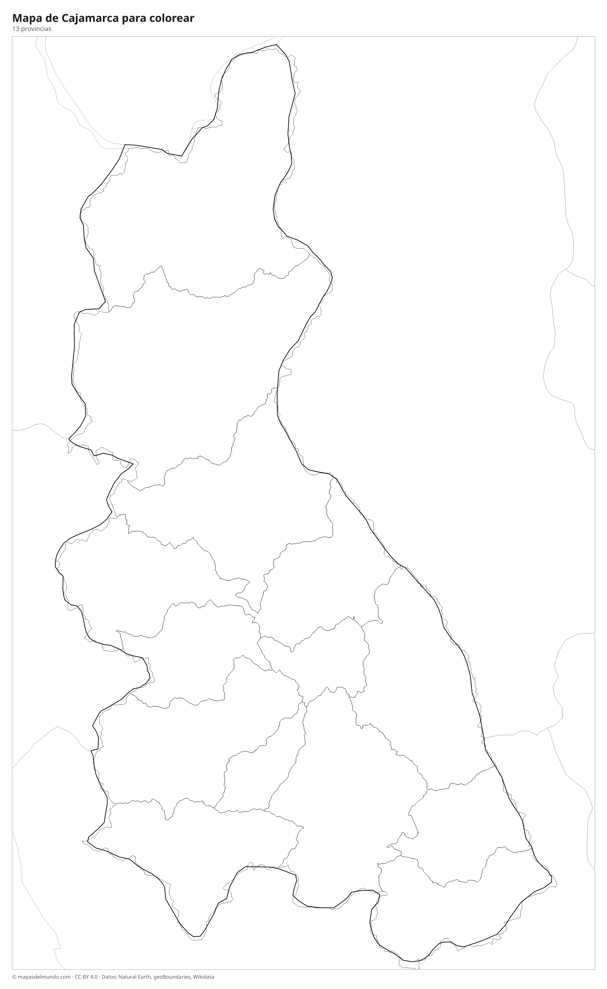 Mapa de Cajamarca para colorear