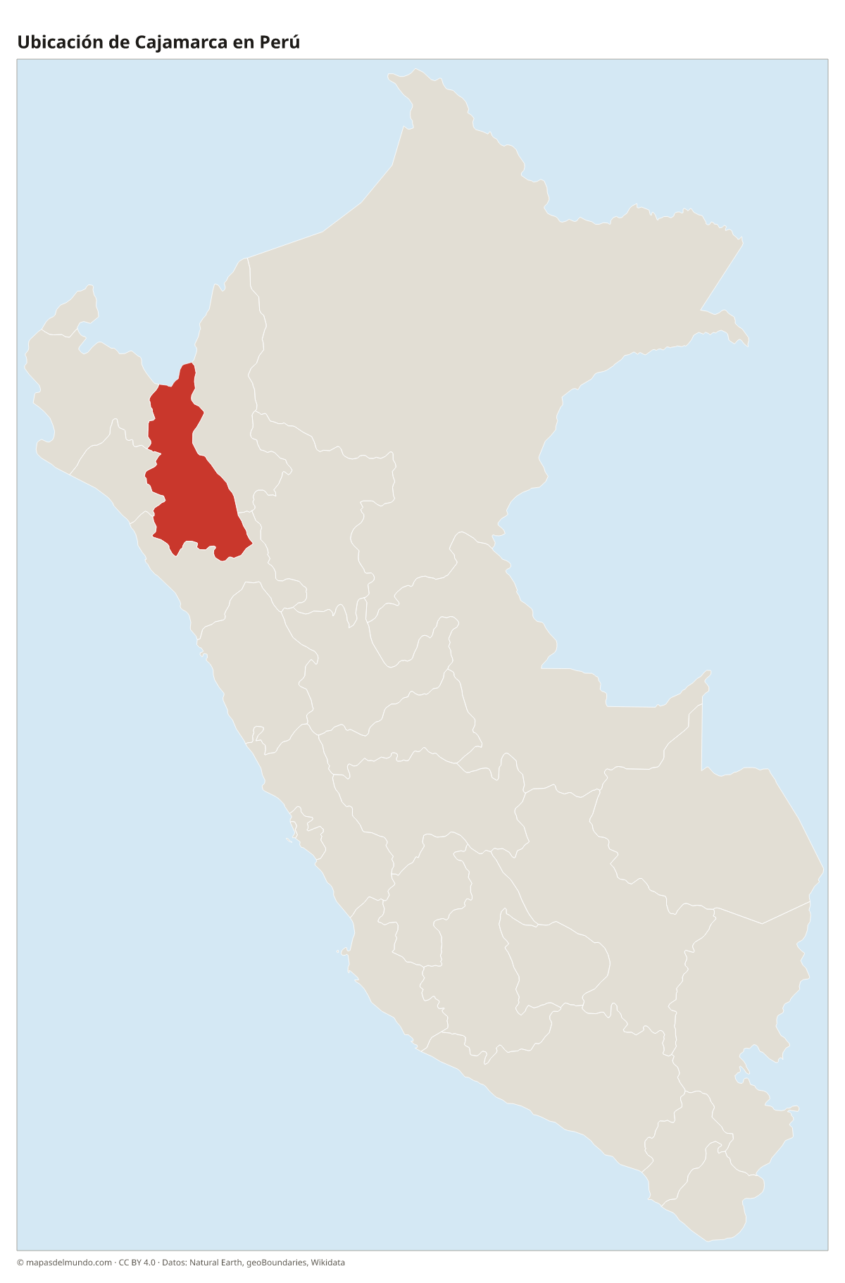 Ubicación de Cajamarca en el mapa del Perú