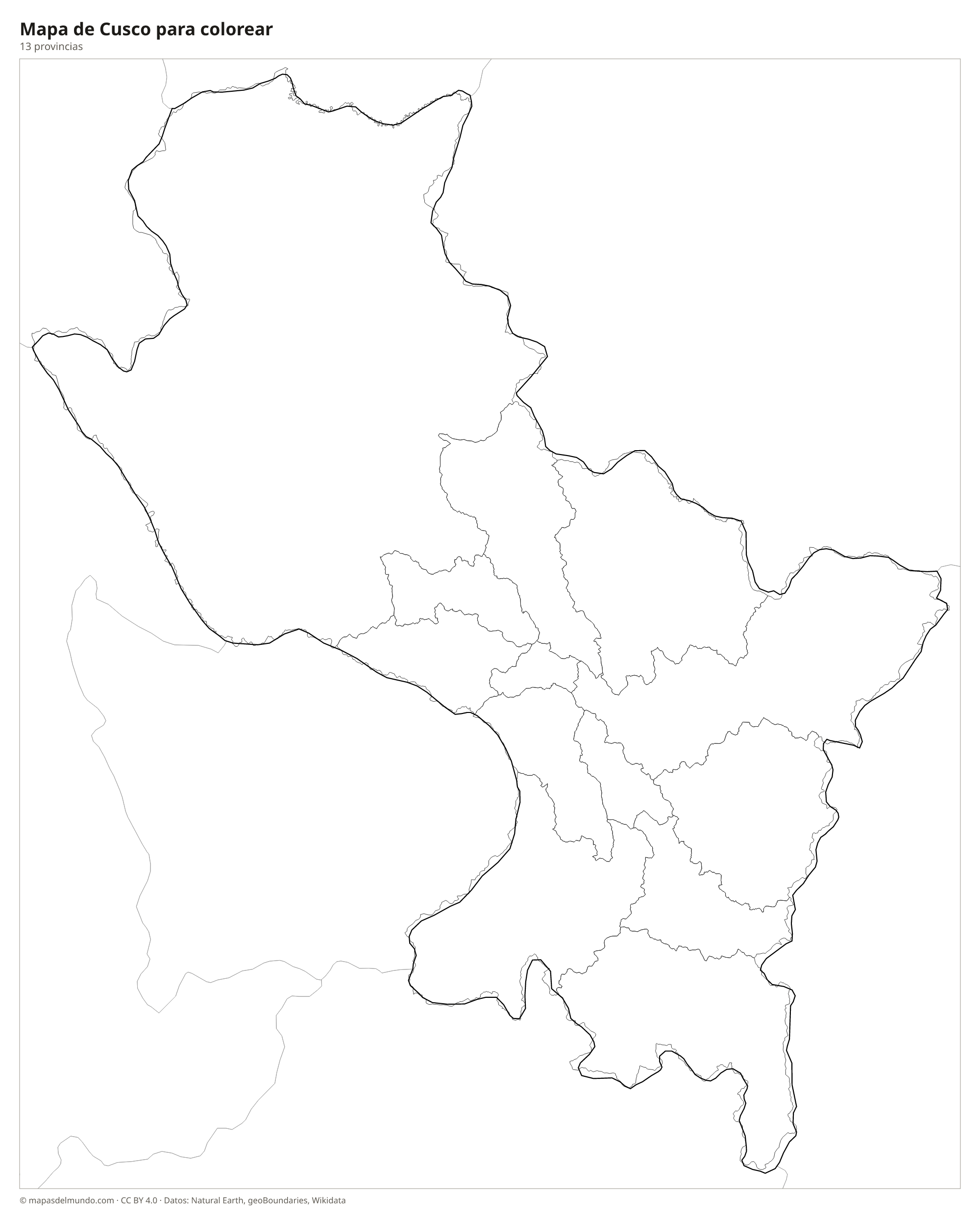 Mapa de Cusco para colorear