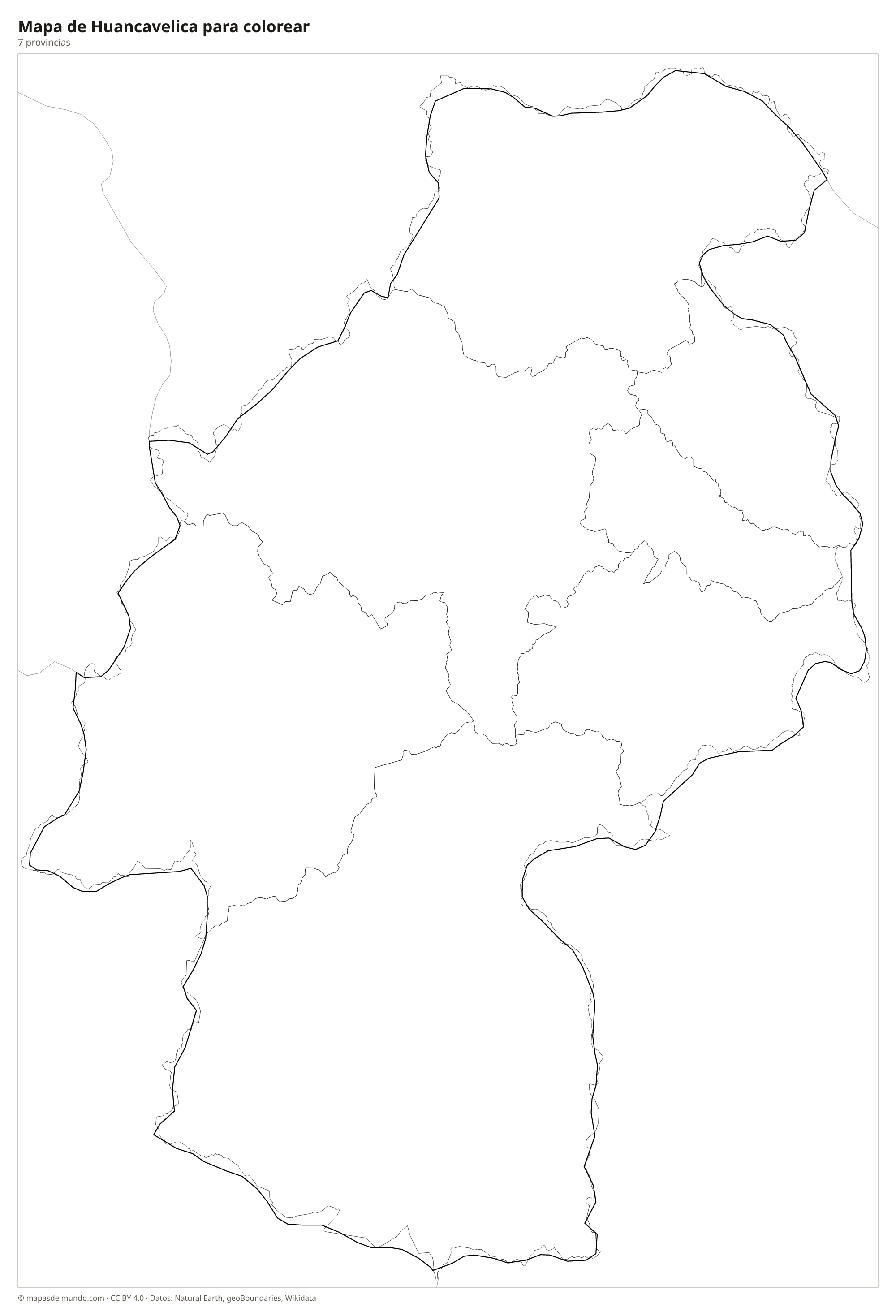 Mapa de Huancavelica para colorear