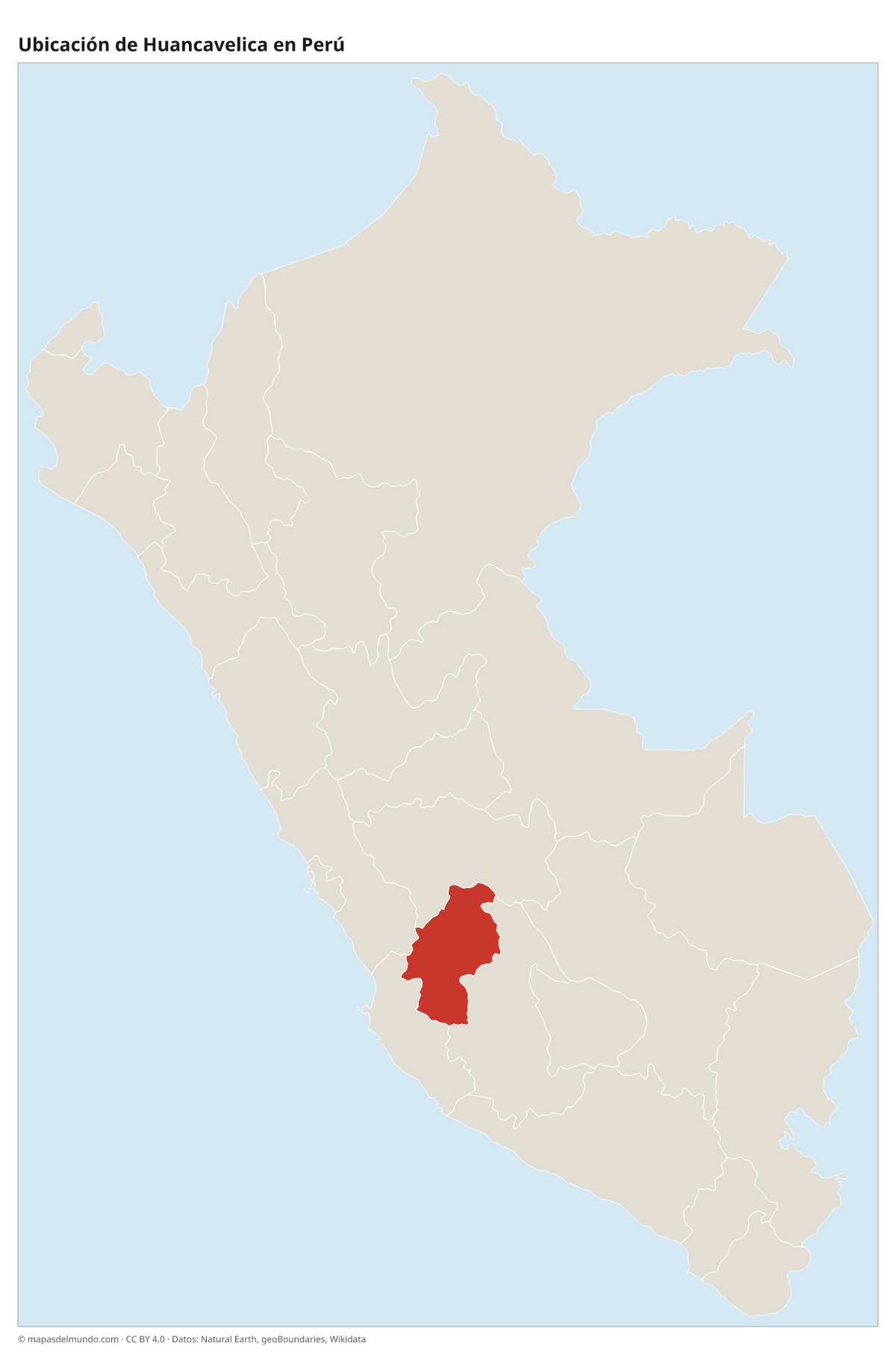 Ubicación de Huancavelica en el mapa del Perú