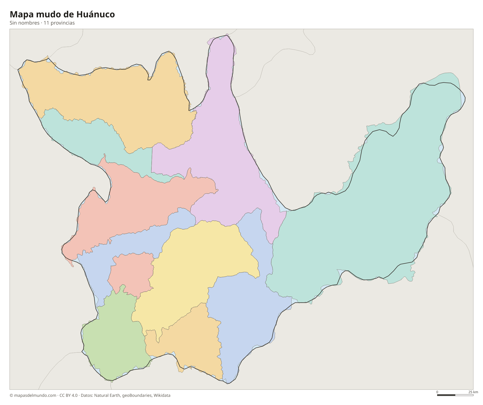 Mapa mudo de Huánuco