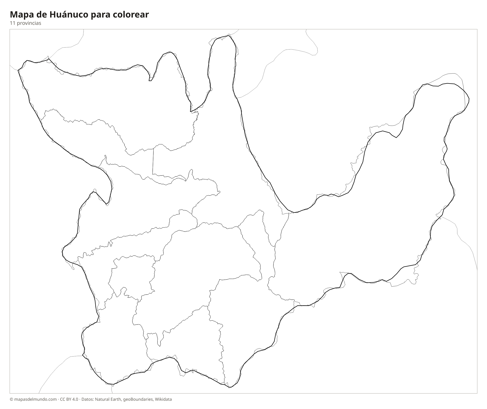Mapa de Huánuco para colorear