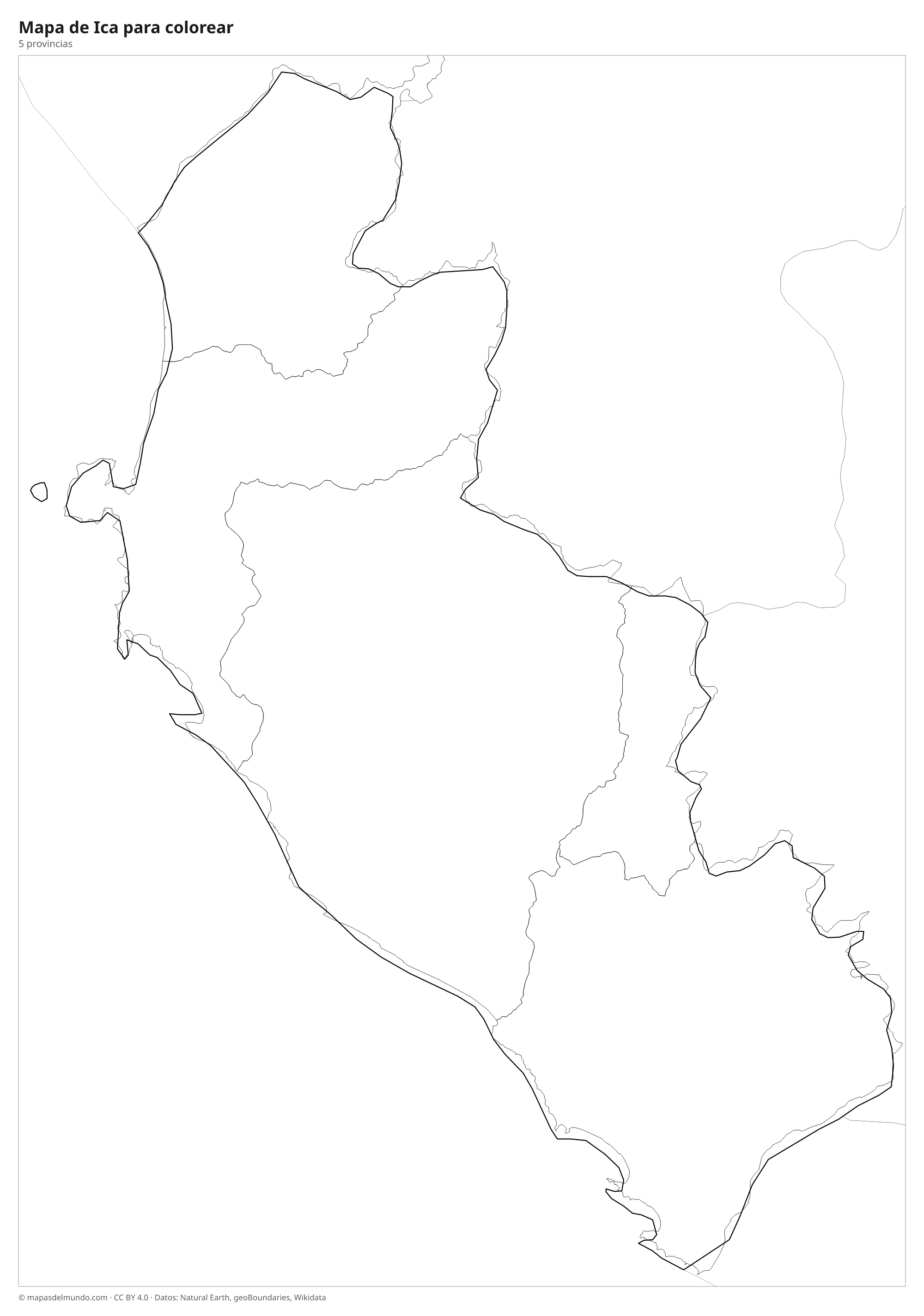 Mapa de Ica para colorear