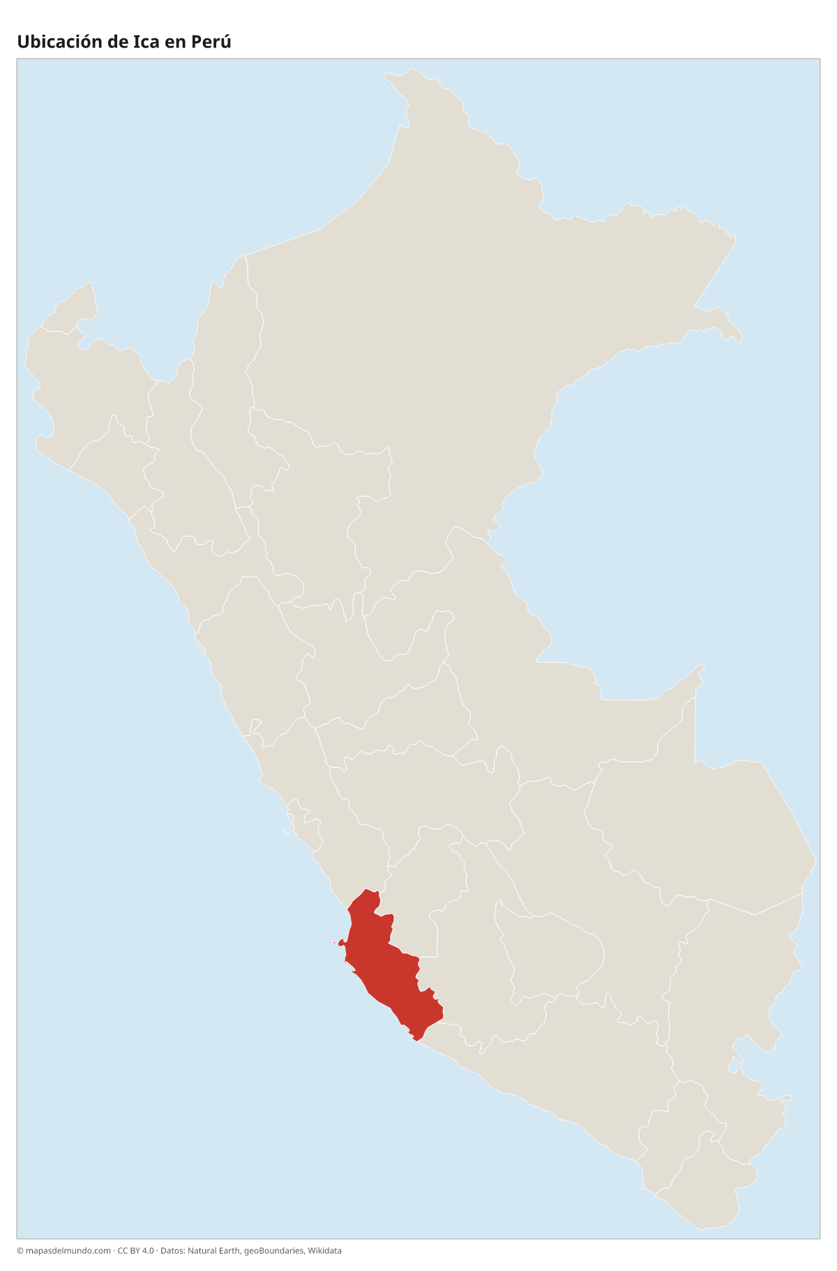 Ubicación de Ica en el mapa del Perú