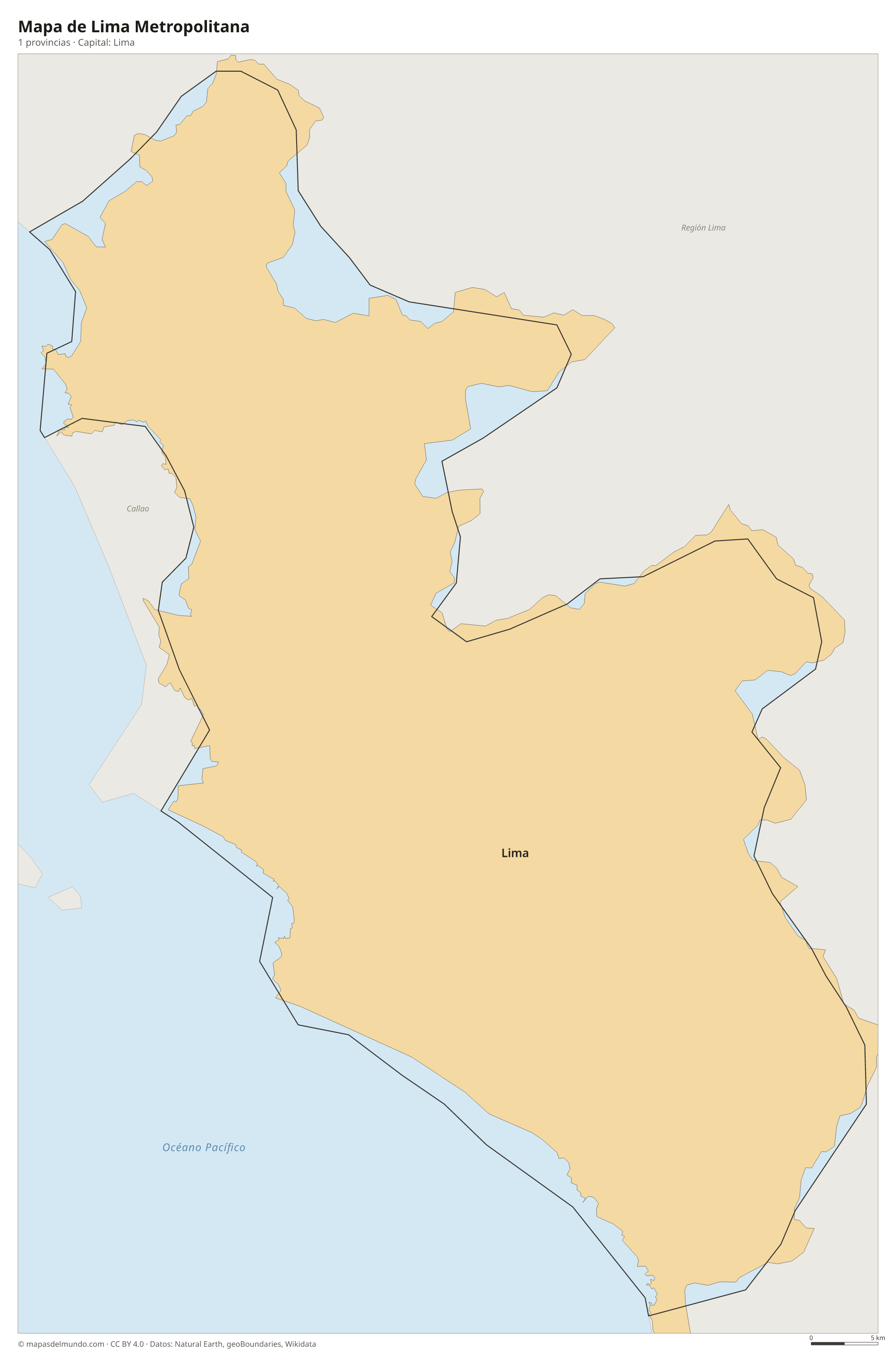 Mapa de Lima Metropolitana con sus 1 provincias