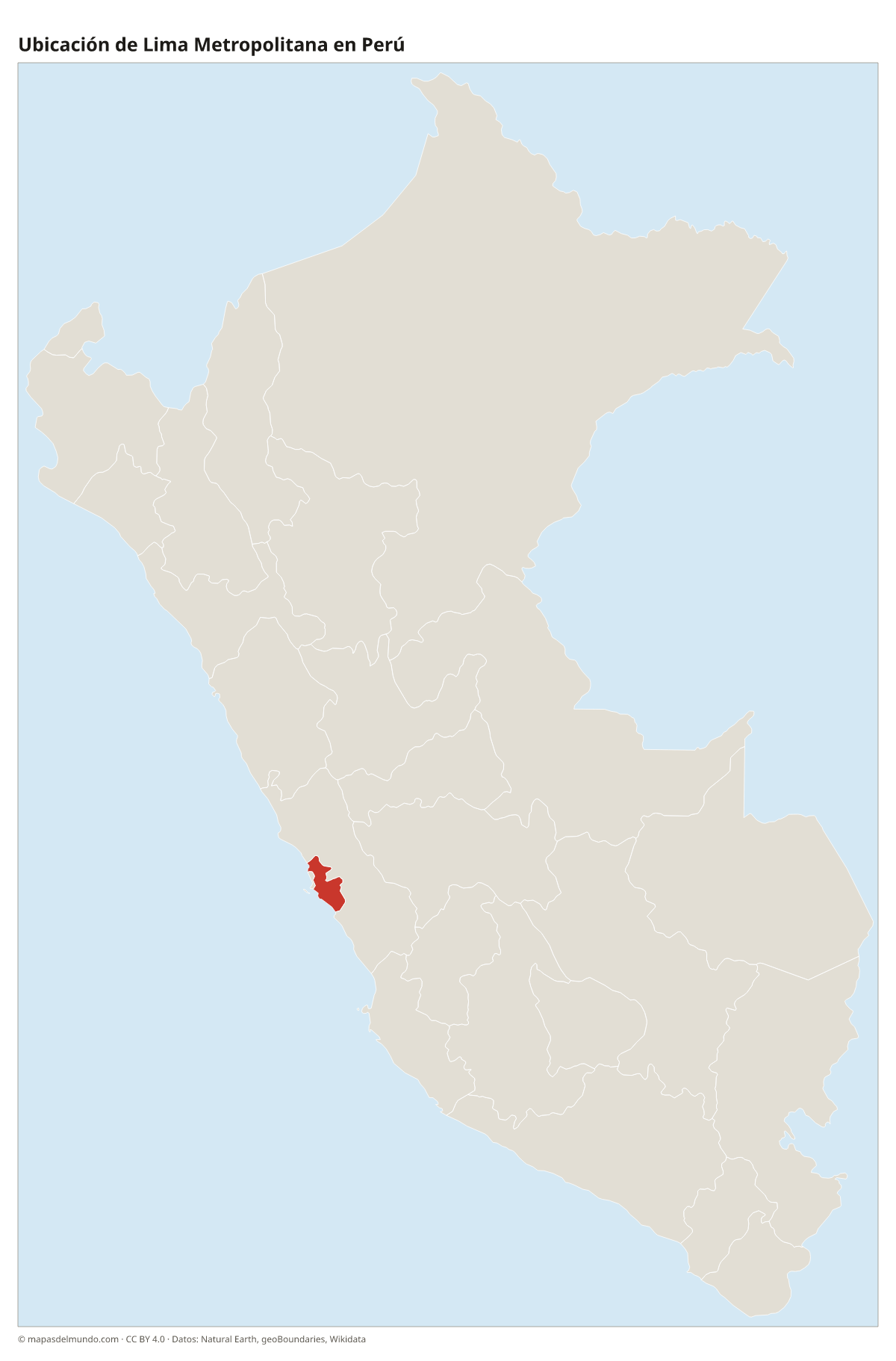 Ubicación de Lima Metropolitana en el mapa del Perú