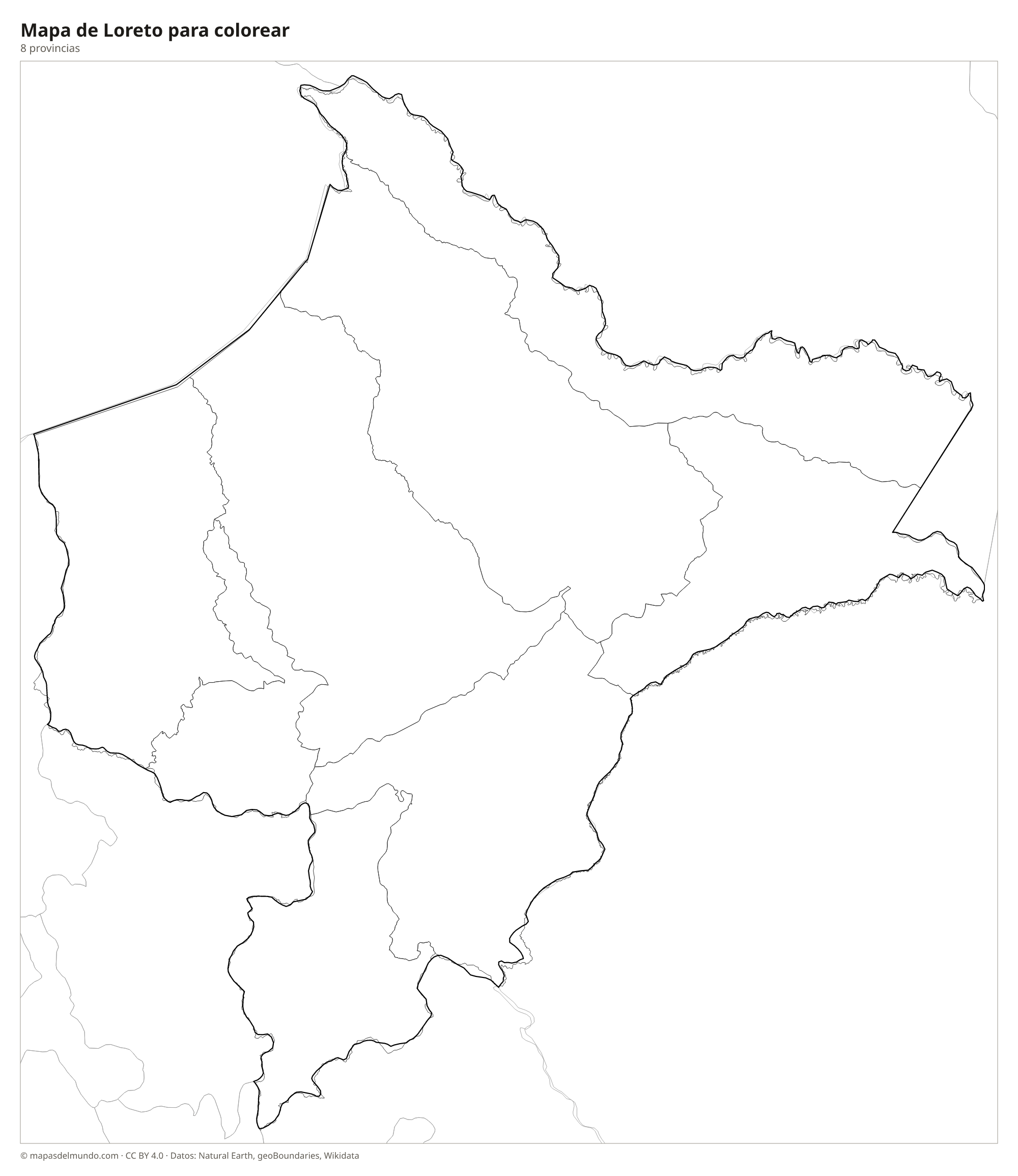 Mapa de Loreto para colorear