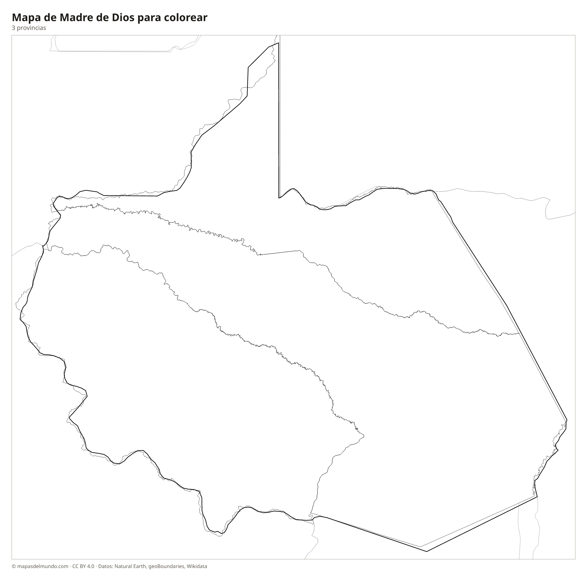Mapa de Madre de Dios para colorear