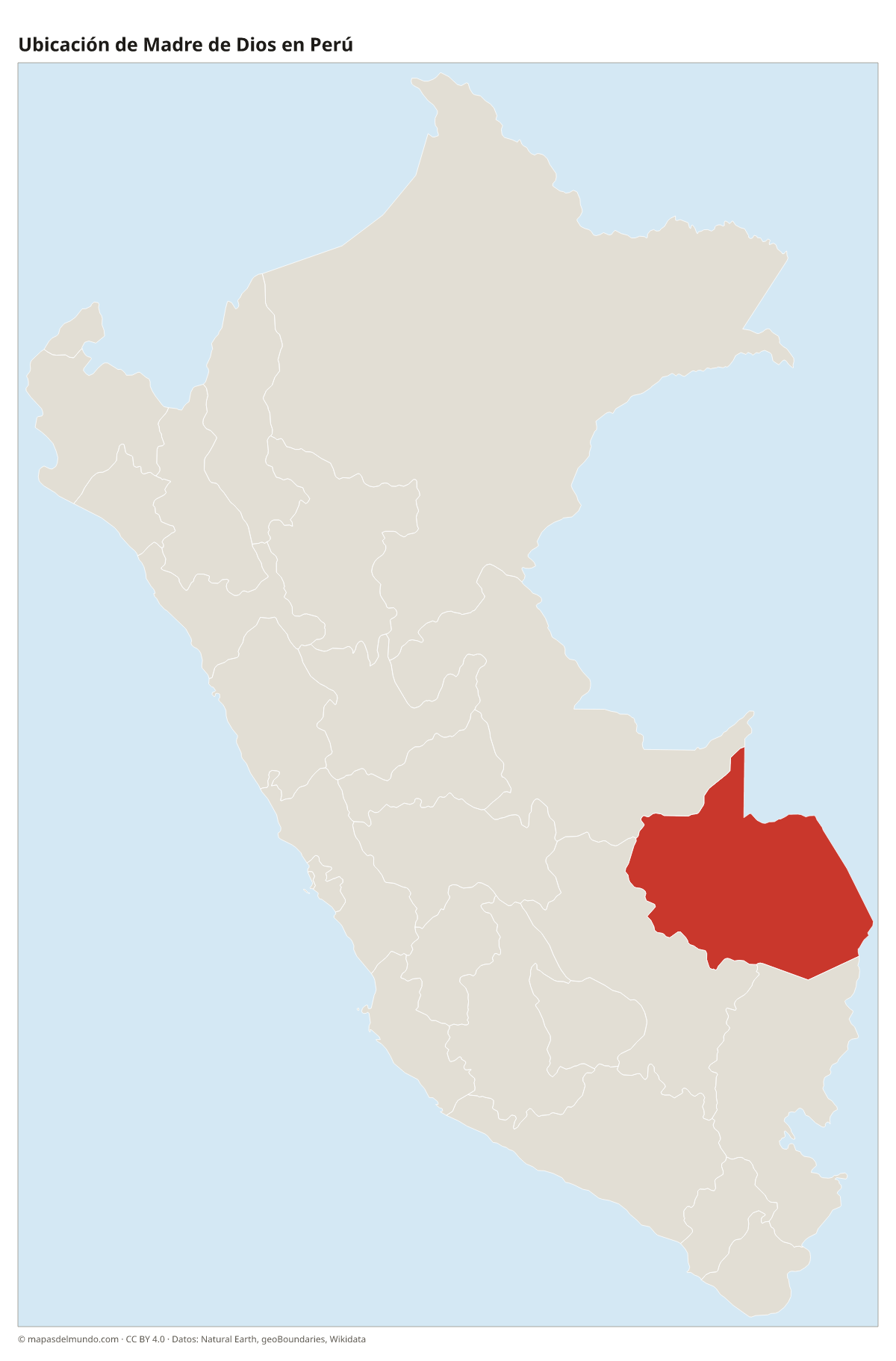 Ubicación de Madre de Dios en el mapa del Perú