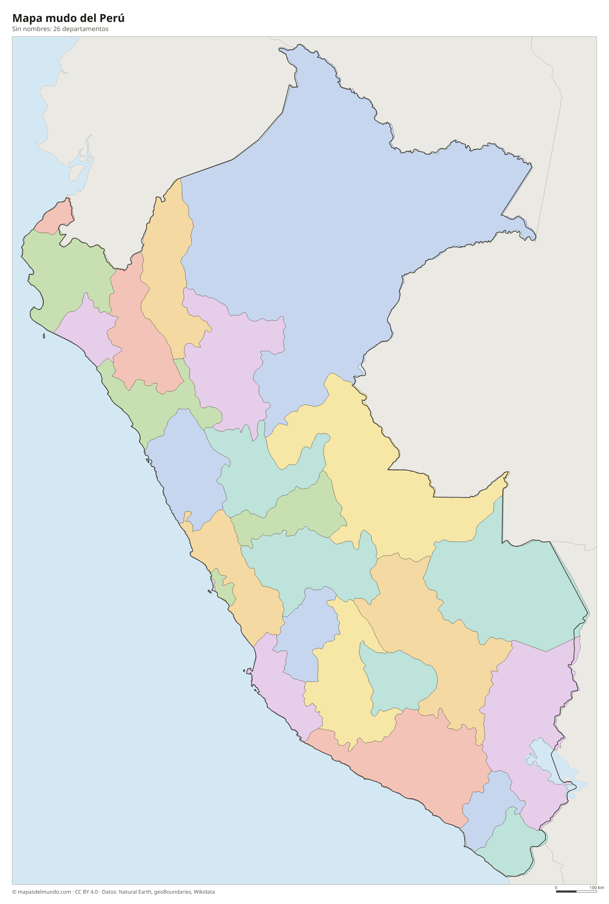 Mapa mudo del Perú sin nombres