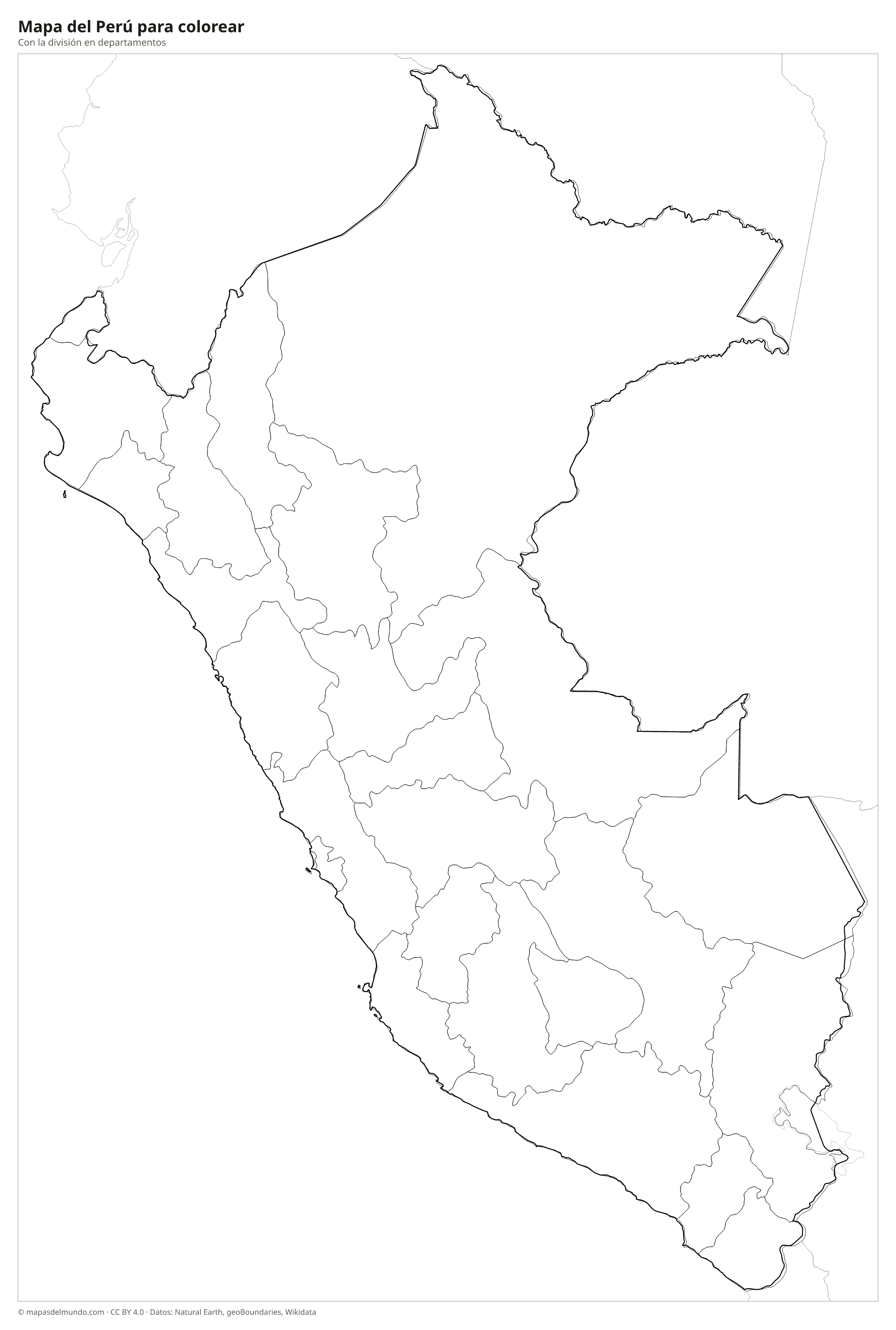 Mapa del Perú para colorear