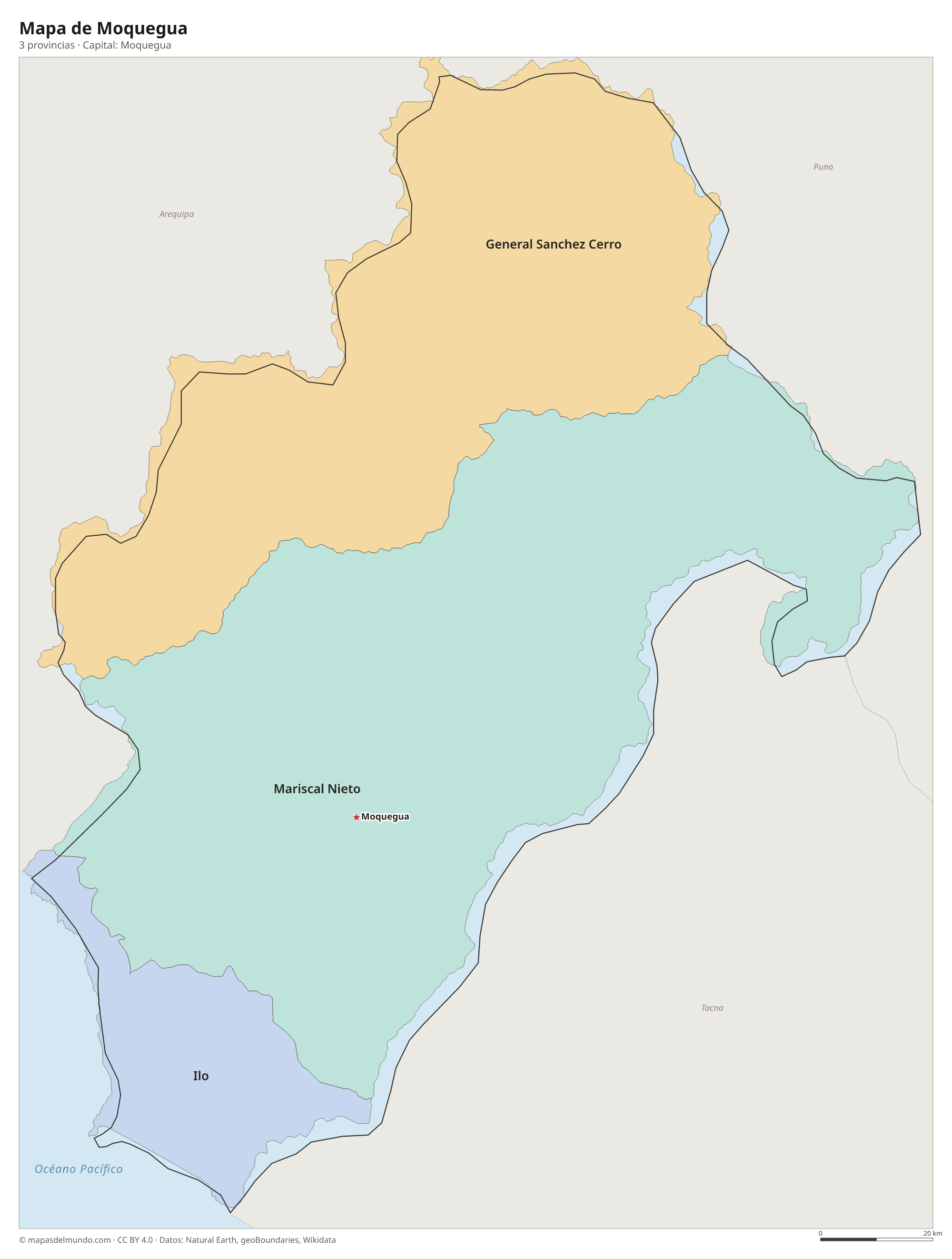 Mapa de Moquegua con sus 3 provincias