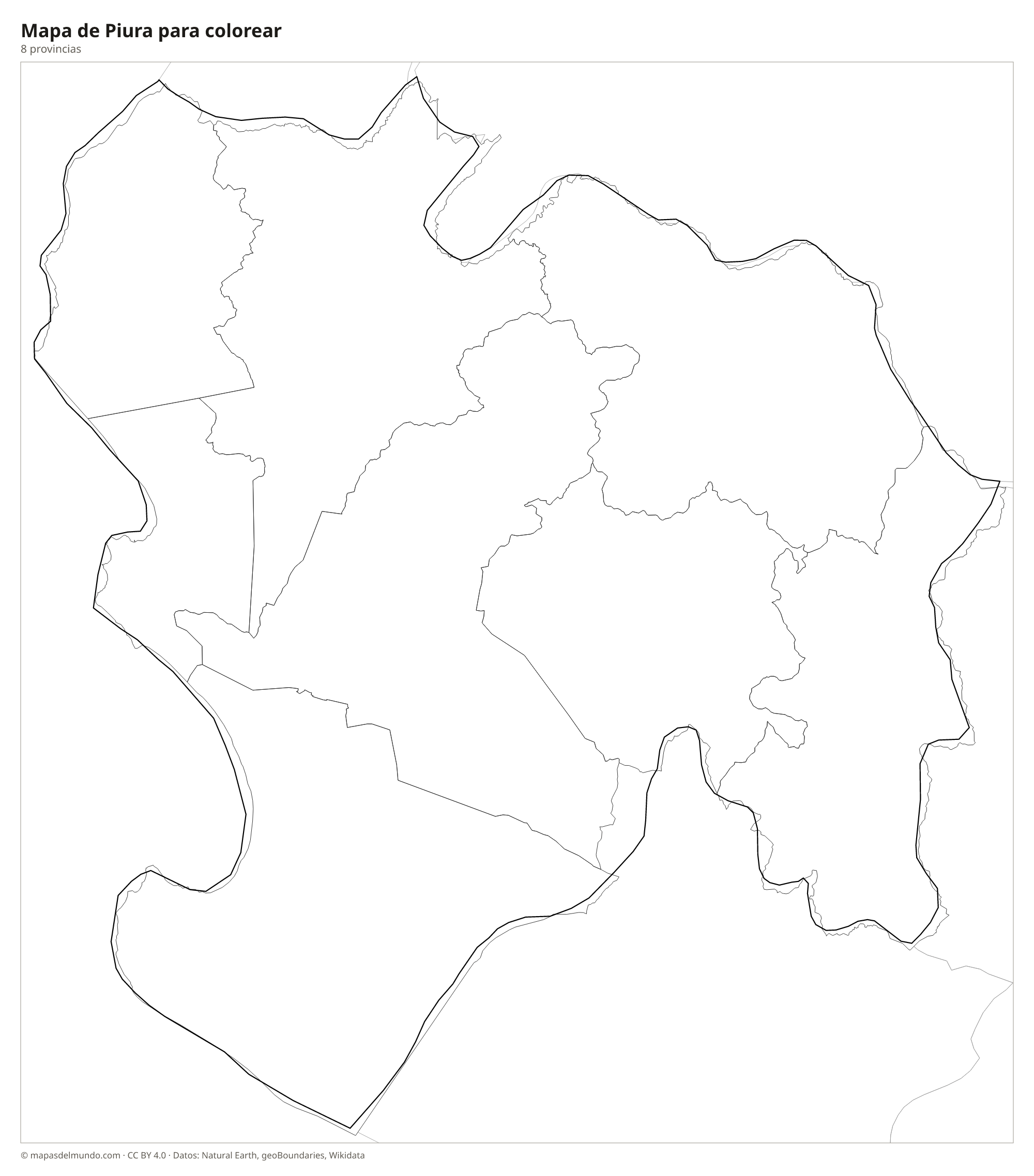 Mapa de Piura para colorear