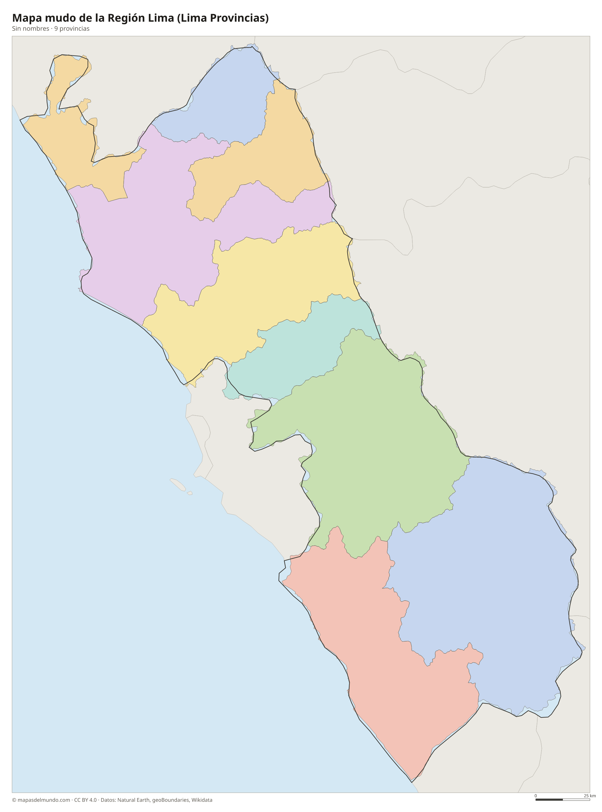 Mapa mudo de la Región Lima (Lima Provincias)