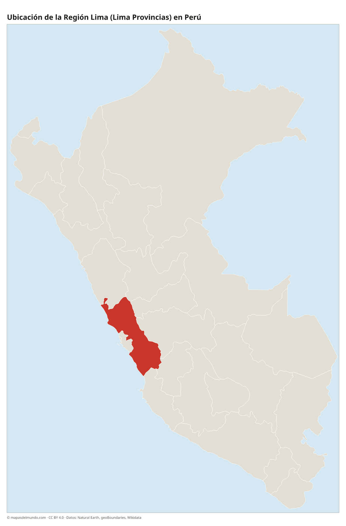 Ubicación de la Región Lima (Lima Provincias) en el mapa del Perú