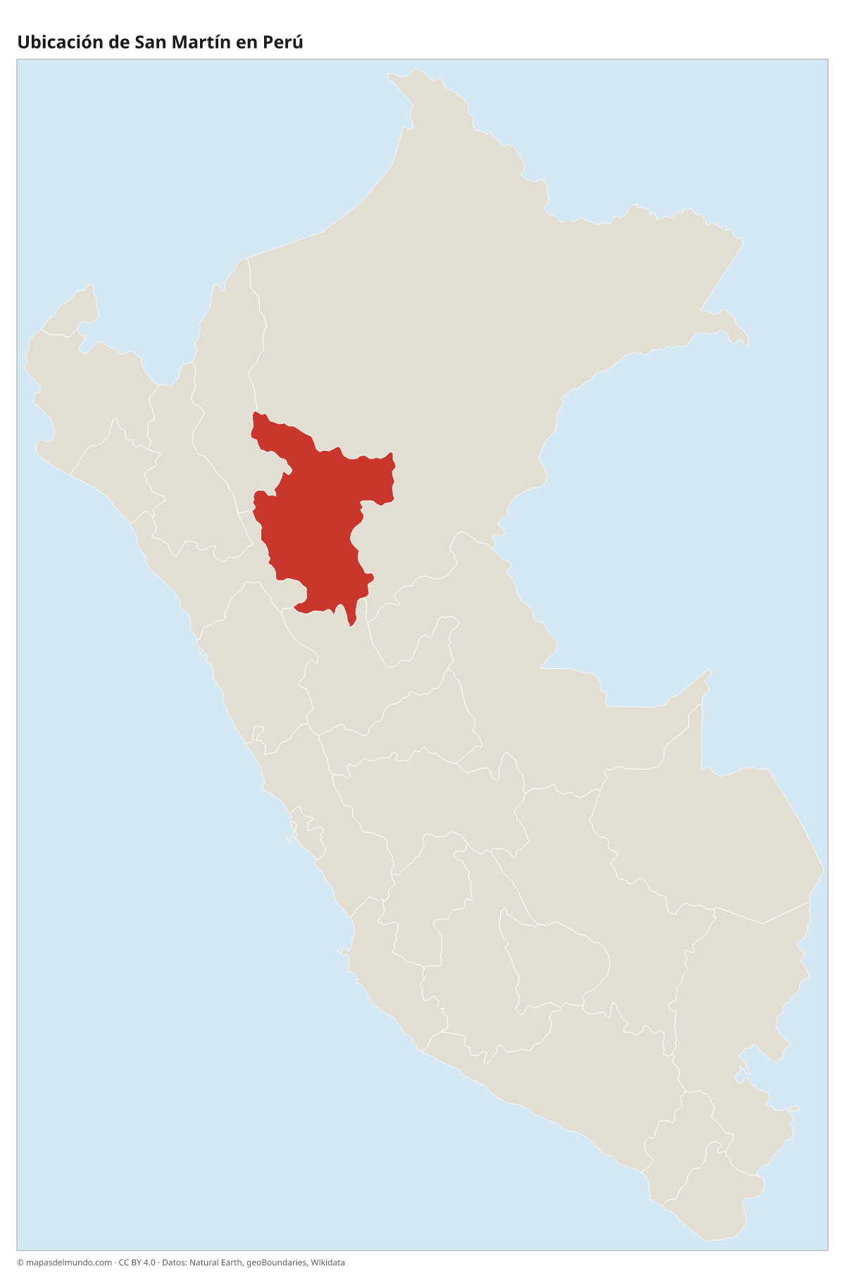 Ubicación de San Martín en el mapa del Perú