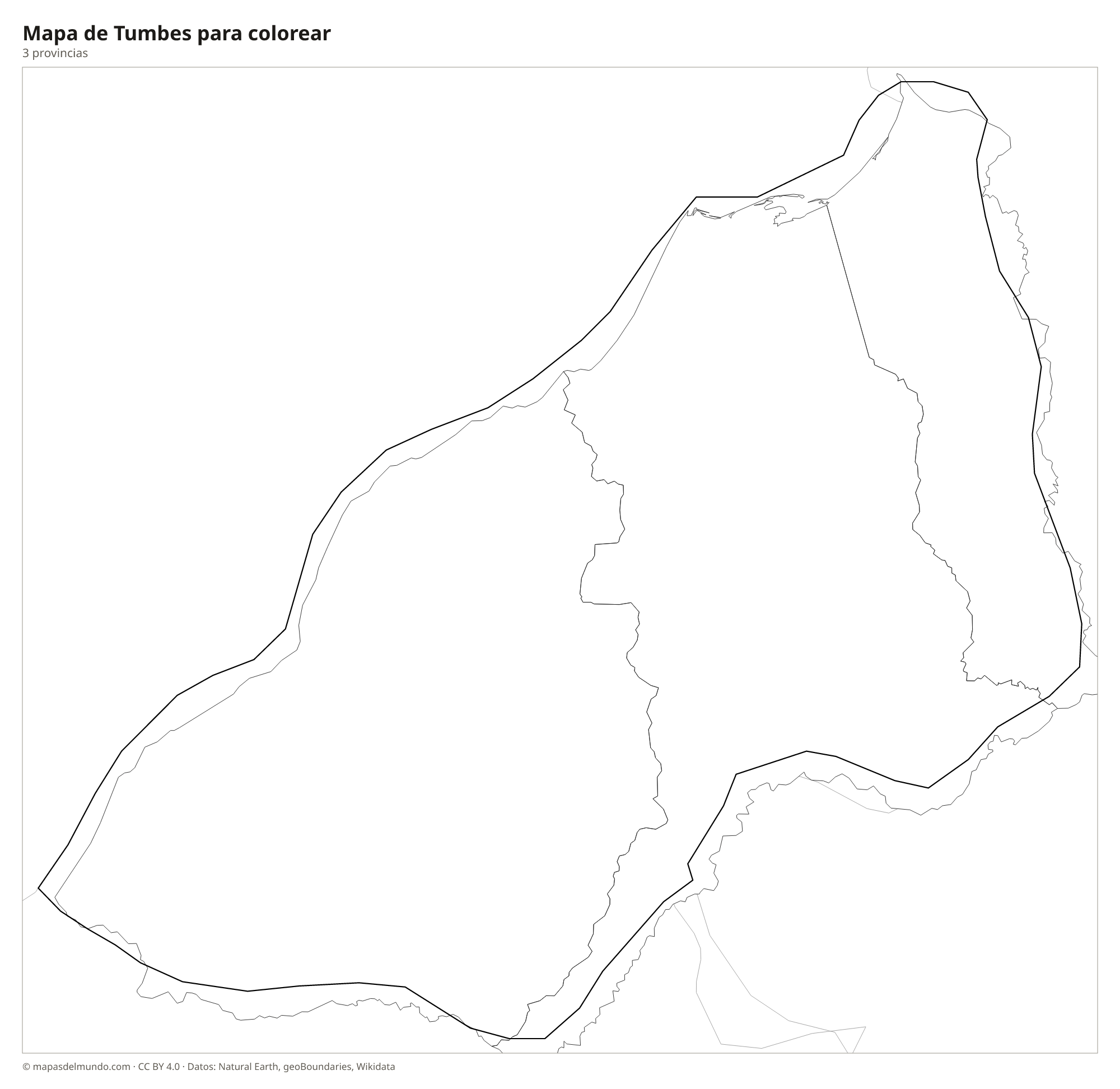 Mapa de Tumbes para colorear