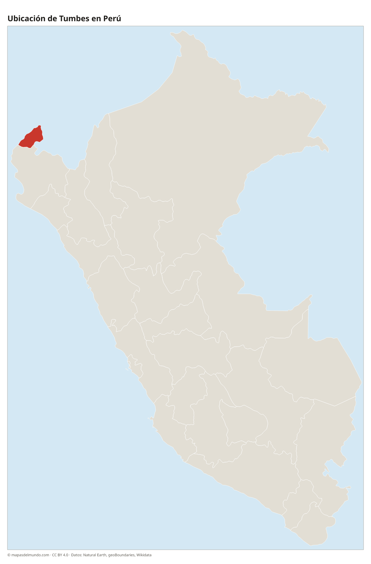 Ubicación de Tumbes en el mapa del Perú